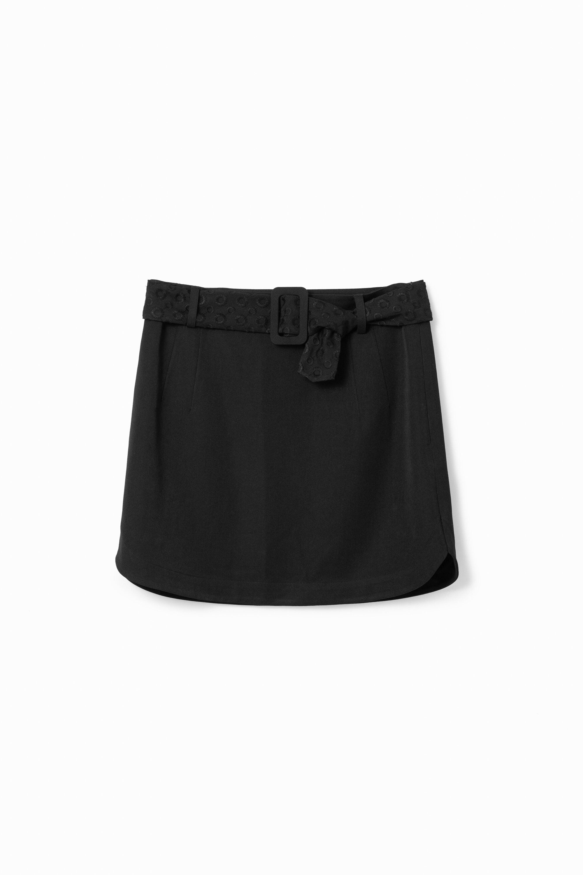 Desigual Minirok met riem en borduursel