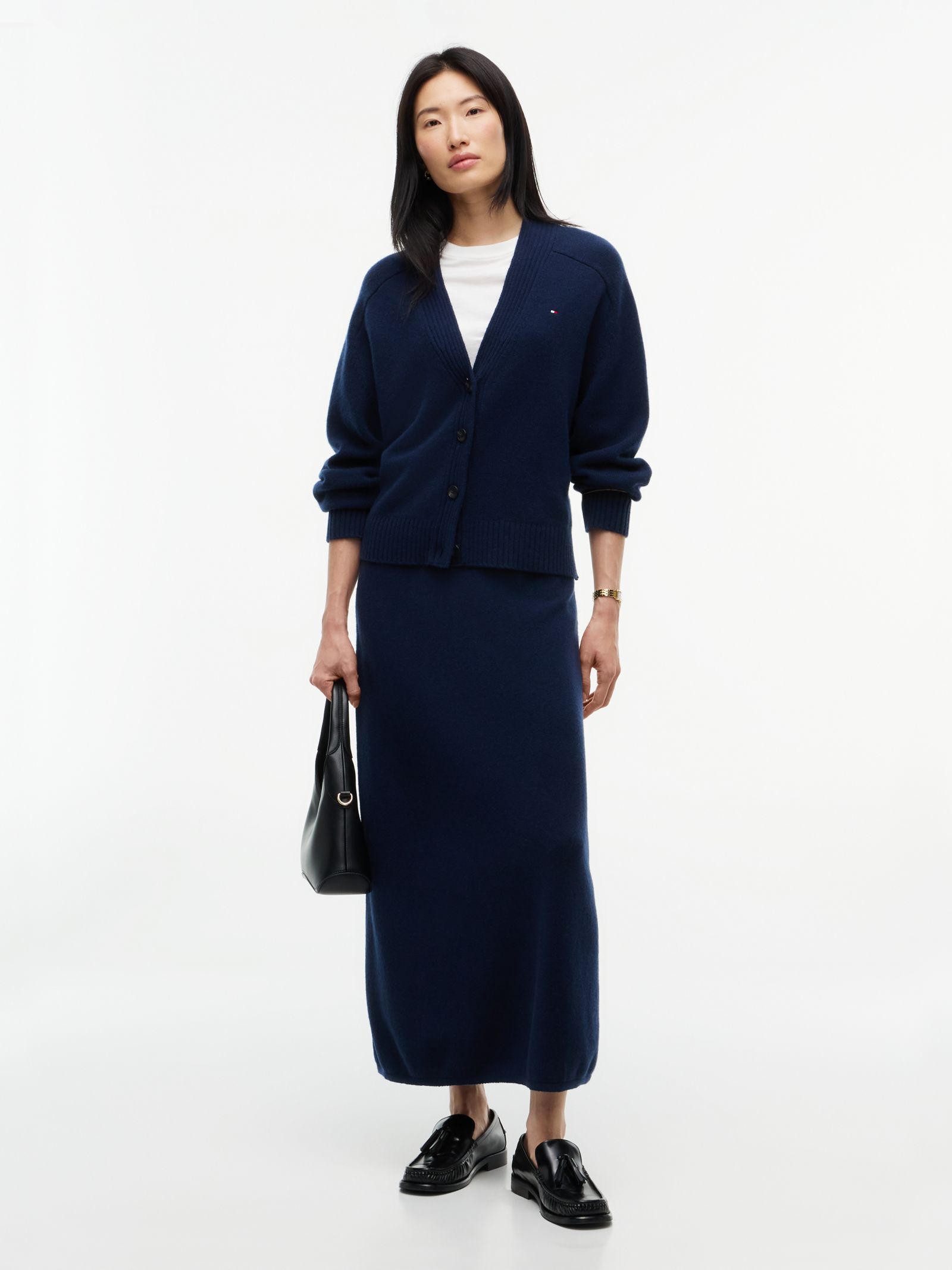Tommy Hilfiger jersey midi rok van zuivere wol