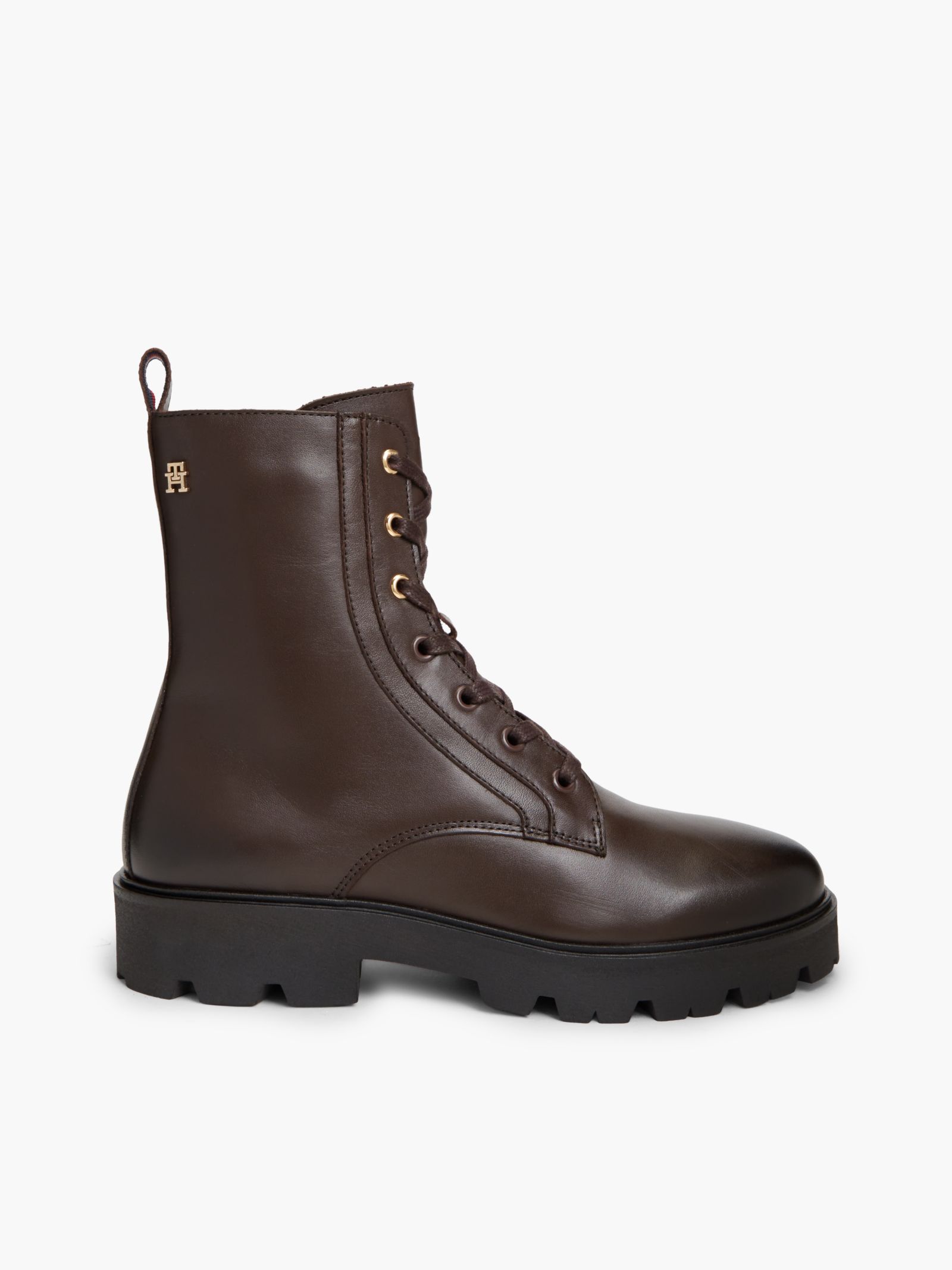 Tommy Hilfiger TH Monogram veterlaars van leer in bruin