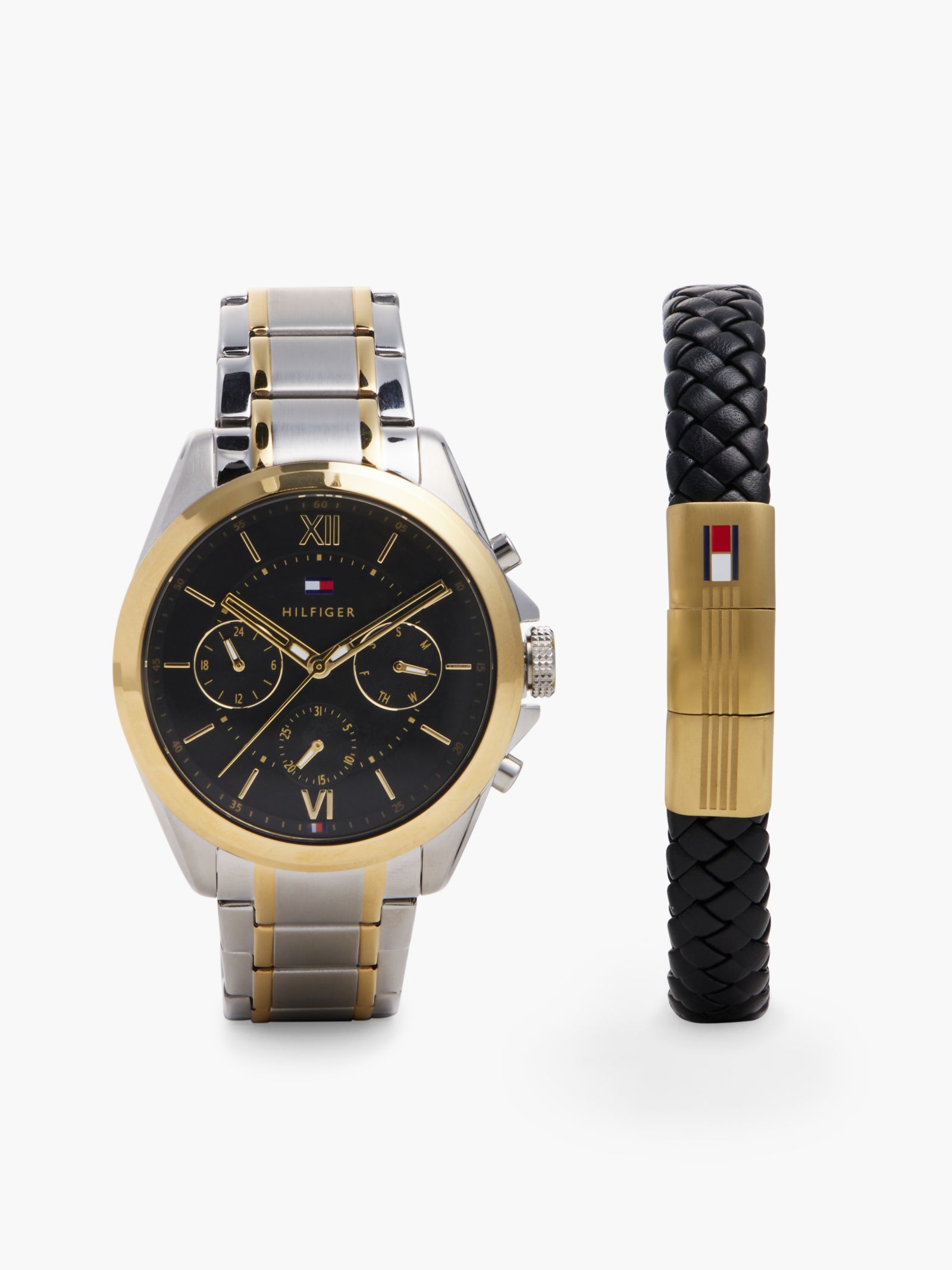 Tommy Hilfiger Cadeauset met tweekleurig horloge en armband van roestvrij staal voor heren