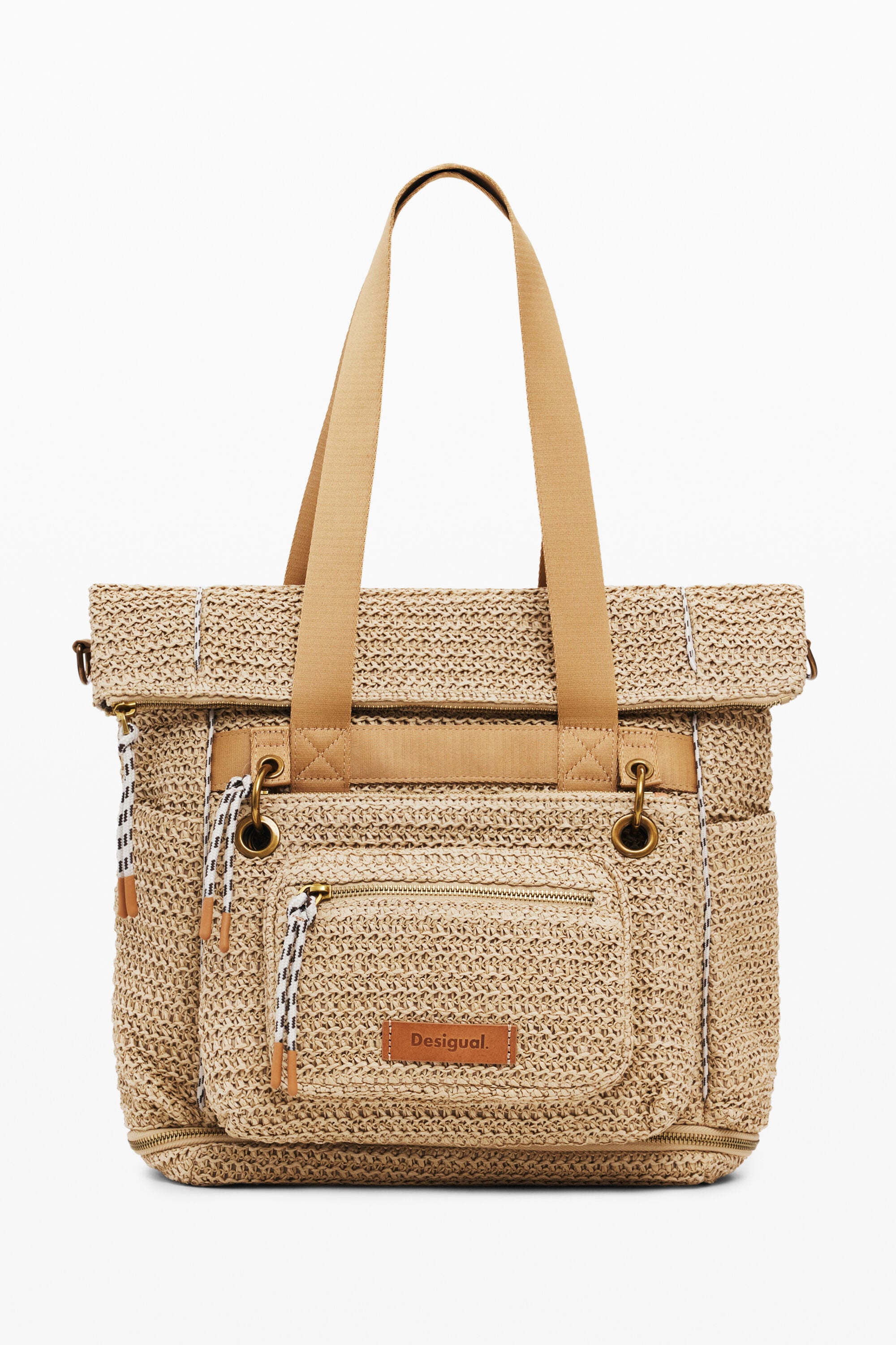 Desigual Grote Voyager rugzak van raffia