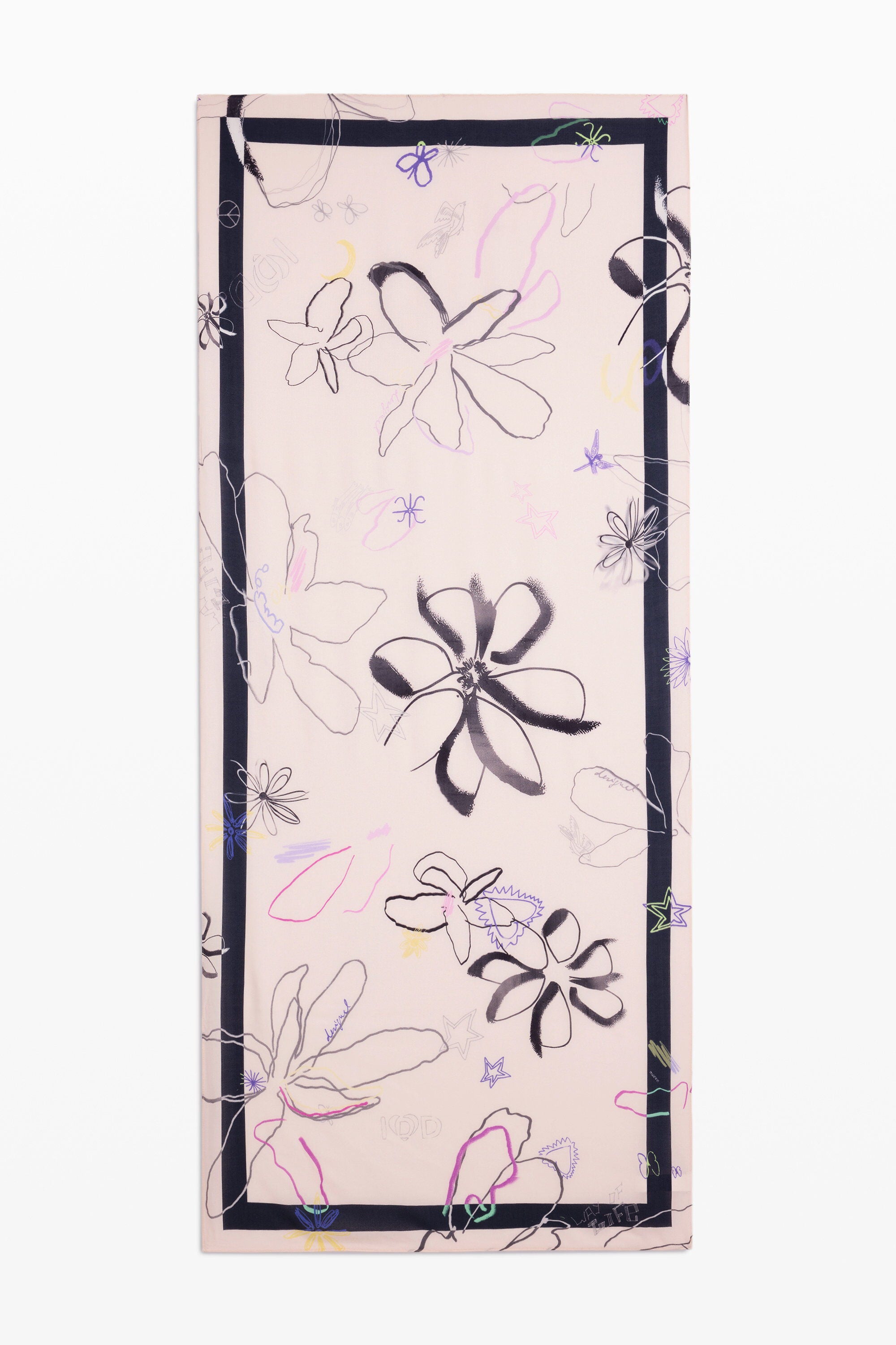Desigual Bloemensjaal met print in beige