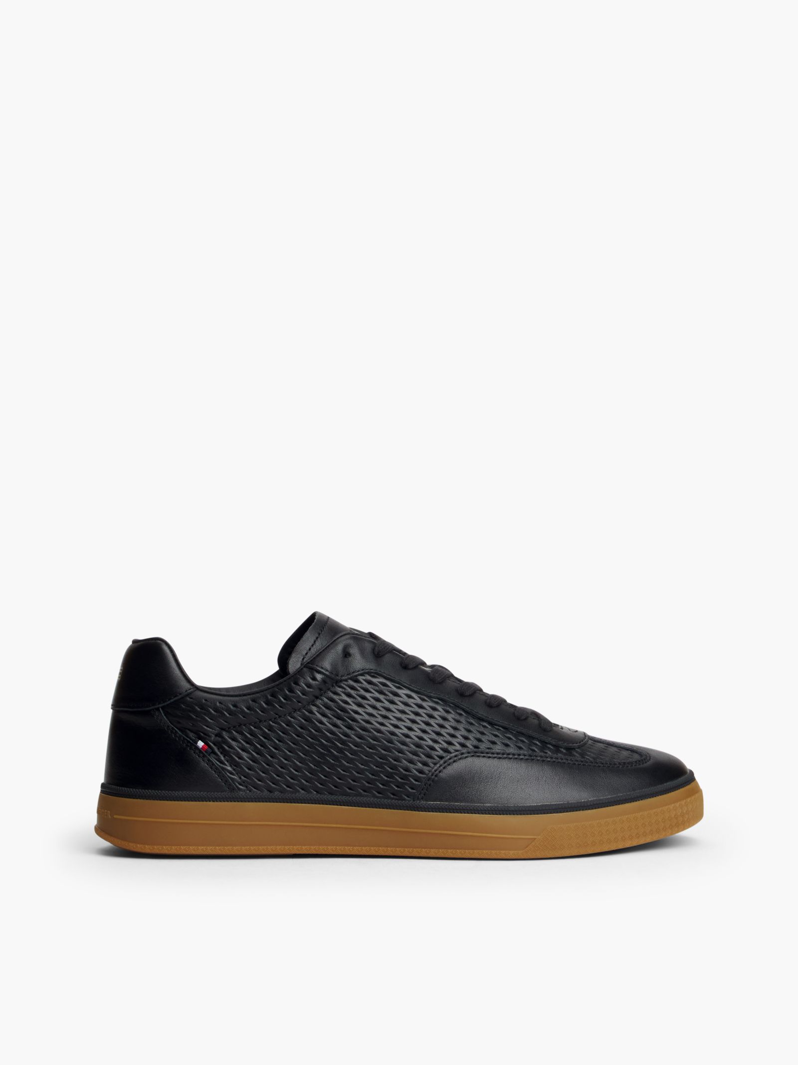 Tommy Hilfiger Luxe Cut Out leren sneaker in zwart