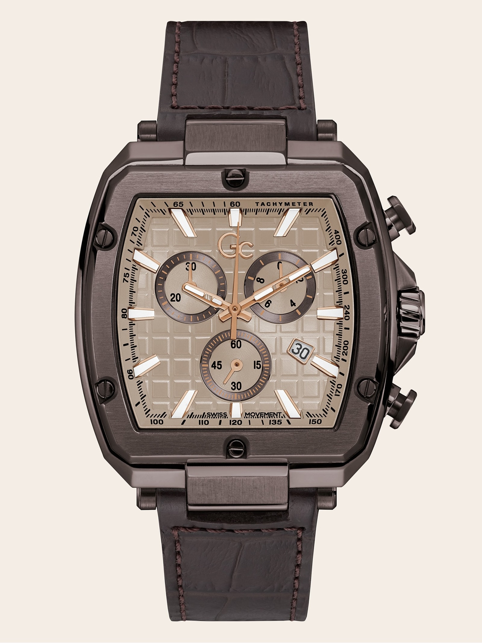 Guess Gc Chronograafhorloge In Leder