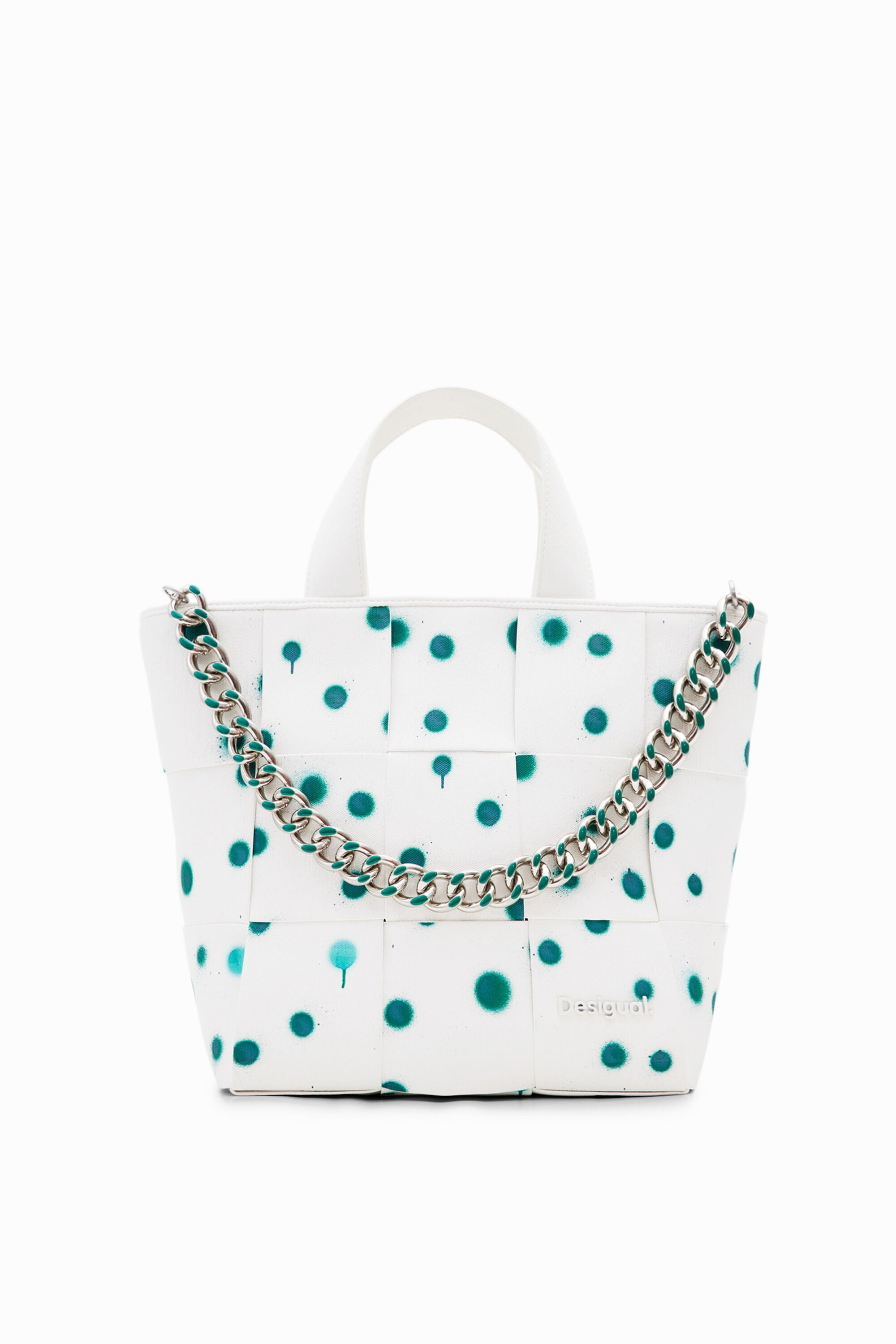 Desigual Shopper druppels M in wit