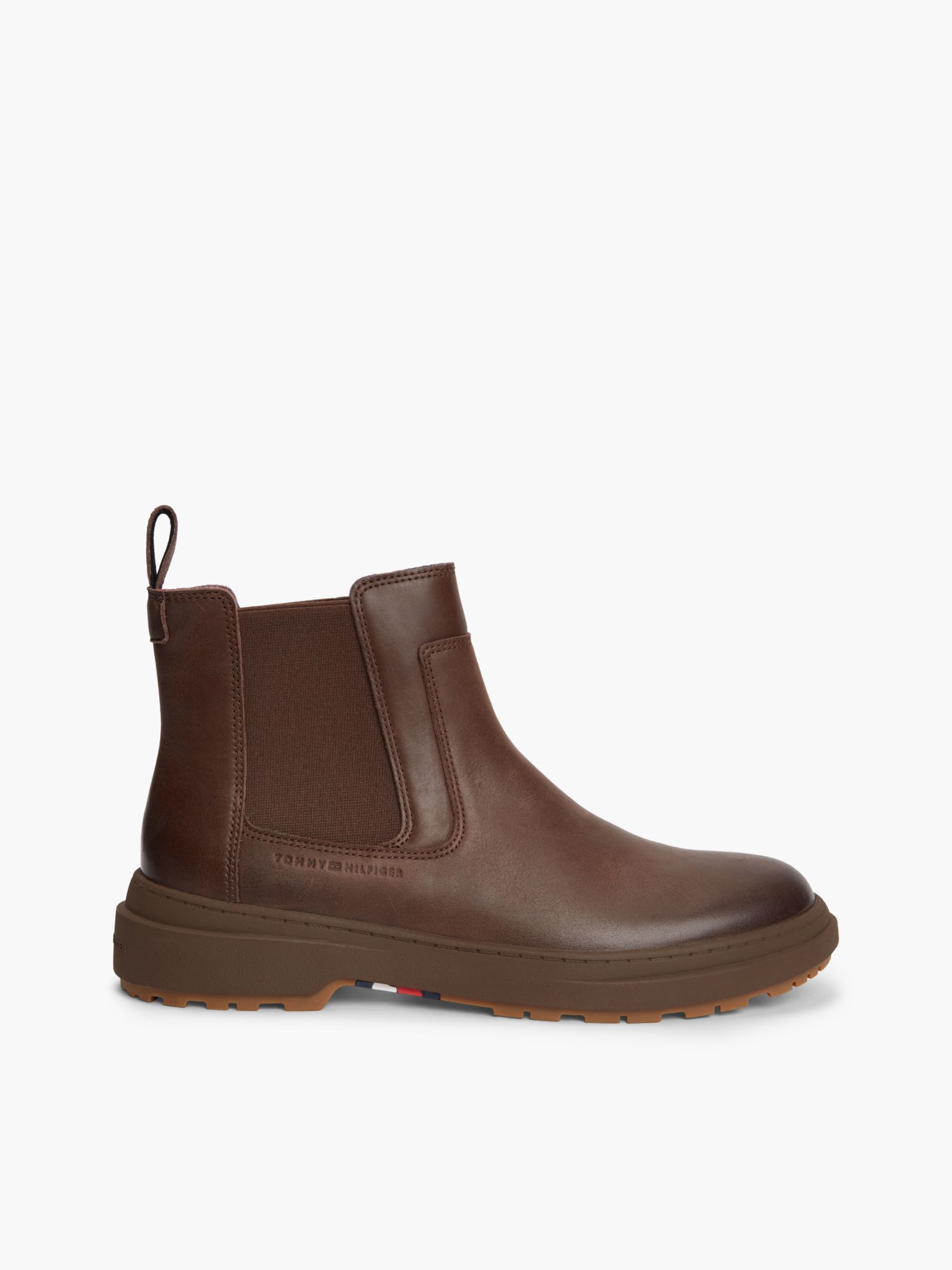 Tommy Hilfiger Outdoor leren Chelsea boot met warme voering in bruin