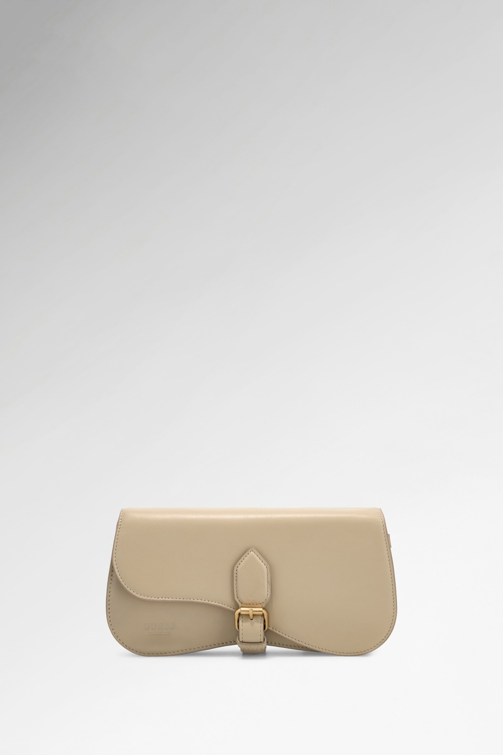 Guess Charlotte Schoudertas Van Echt Leer in beige