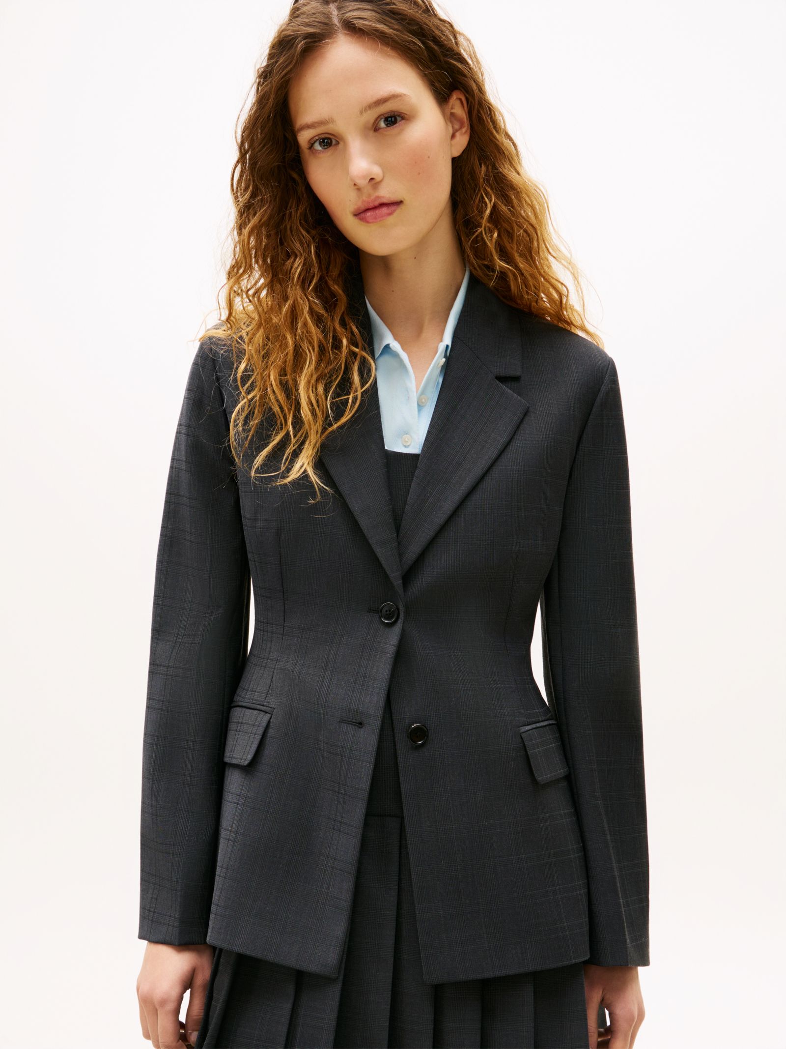 Tommy Hilfiger Slim fit blazer van wolmix met ruit