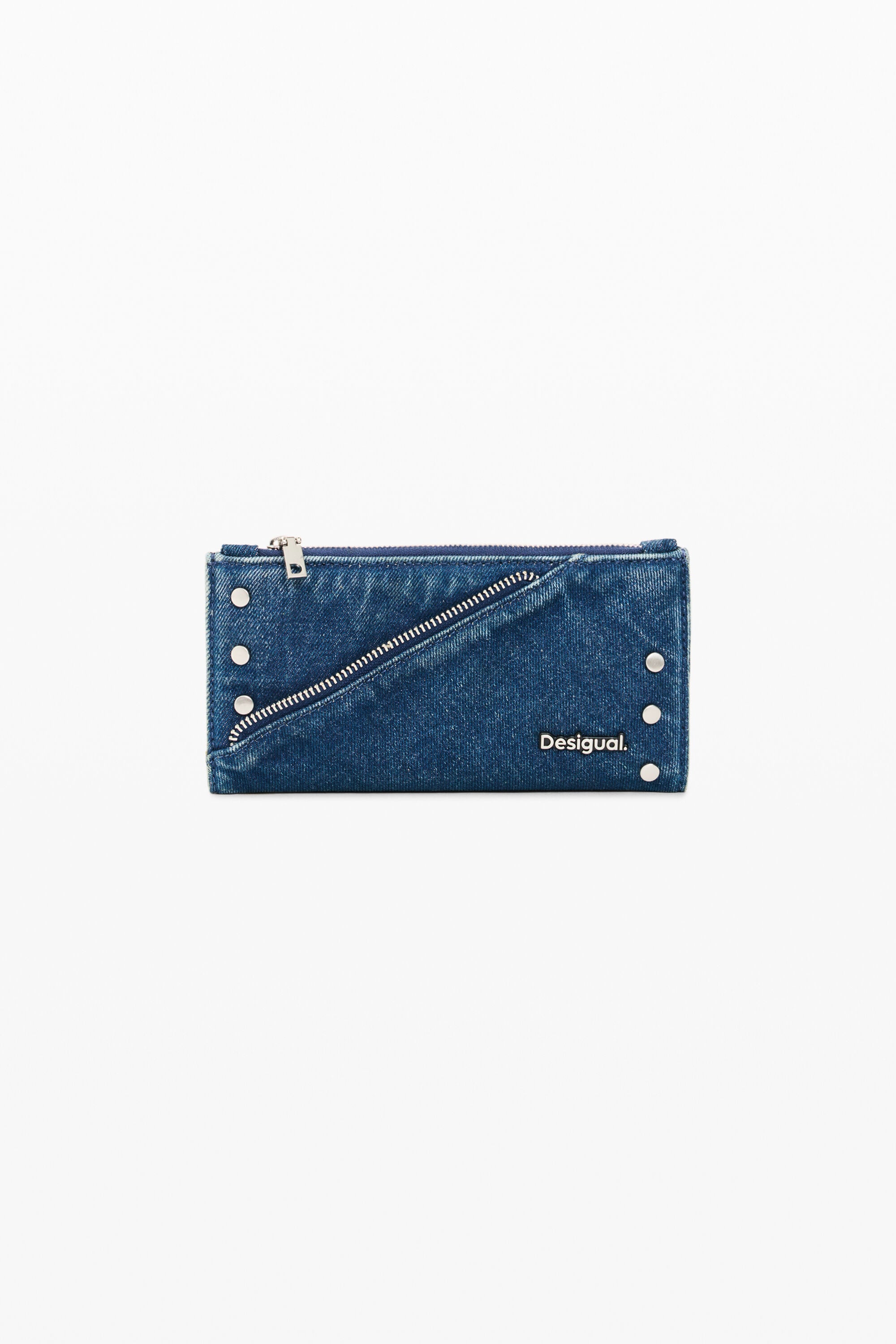 Desigual Grote denim portemonnee 100% katoen