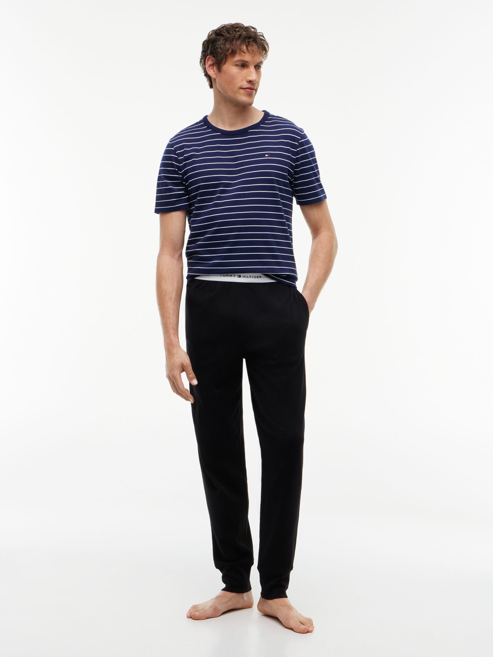 Tommy Hilfiger Signature pyjamabroek met boorden en repeat logo in zwart