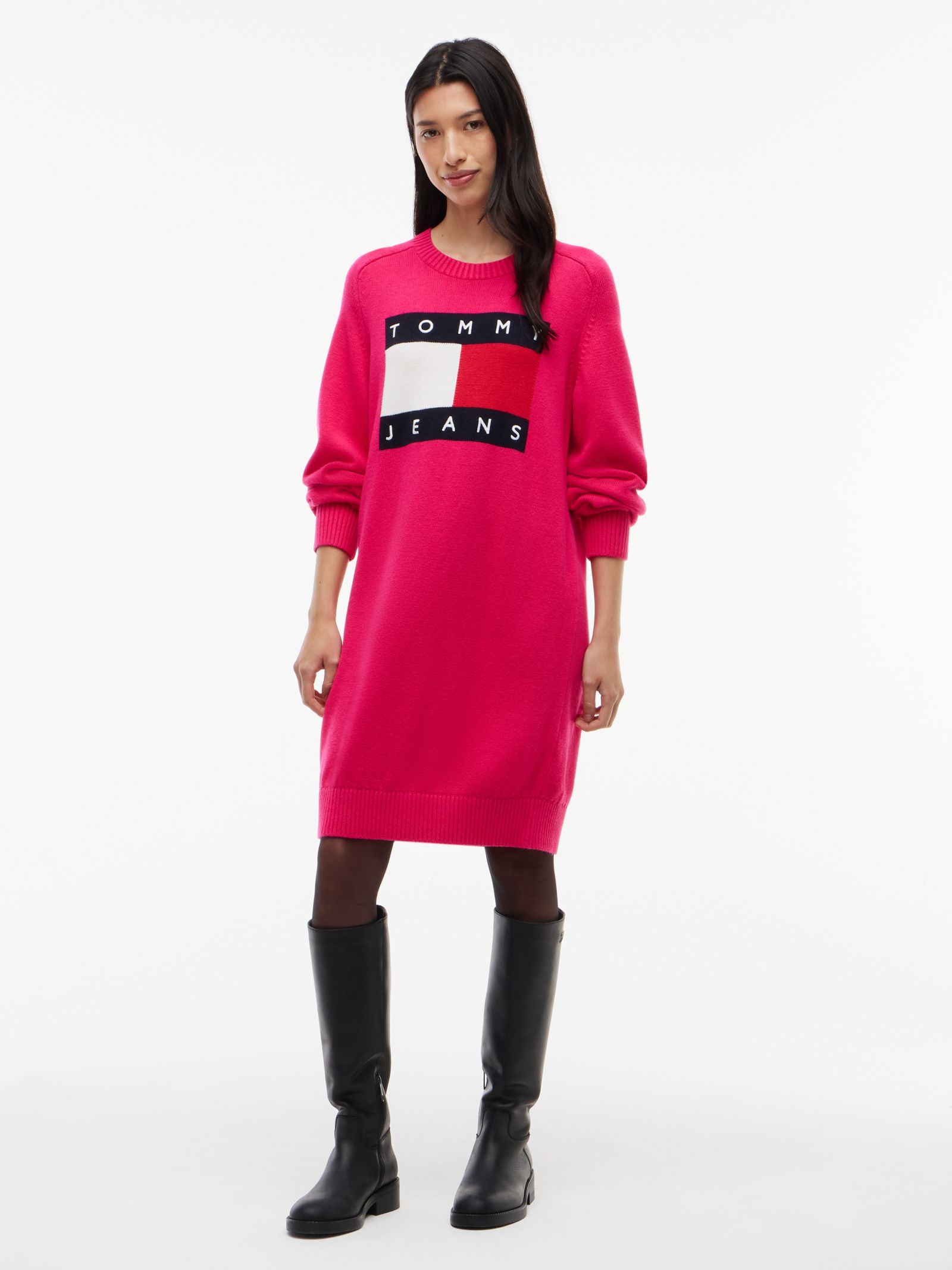 Tommy Jeans Oversized Mini trui jurk met wol in roze