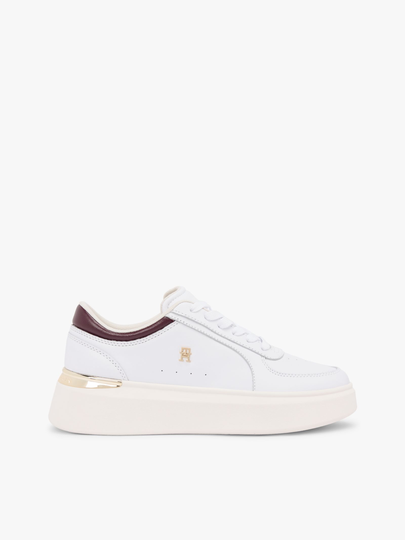 Tommy Hilfiger Leren sneaker met metallic rand op de hiel