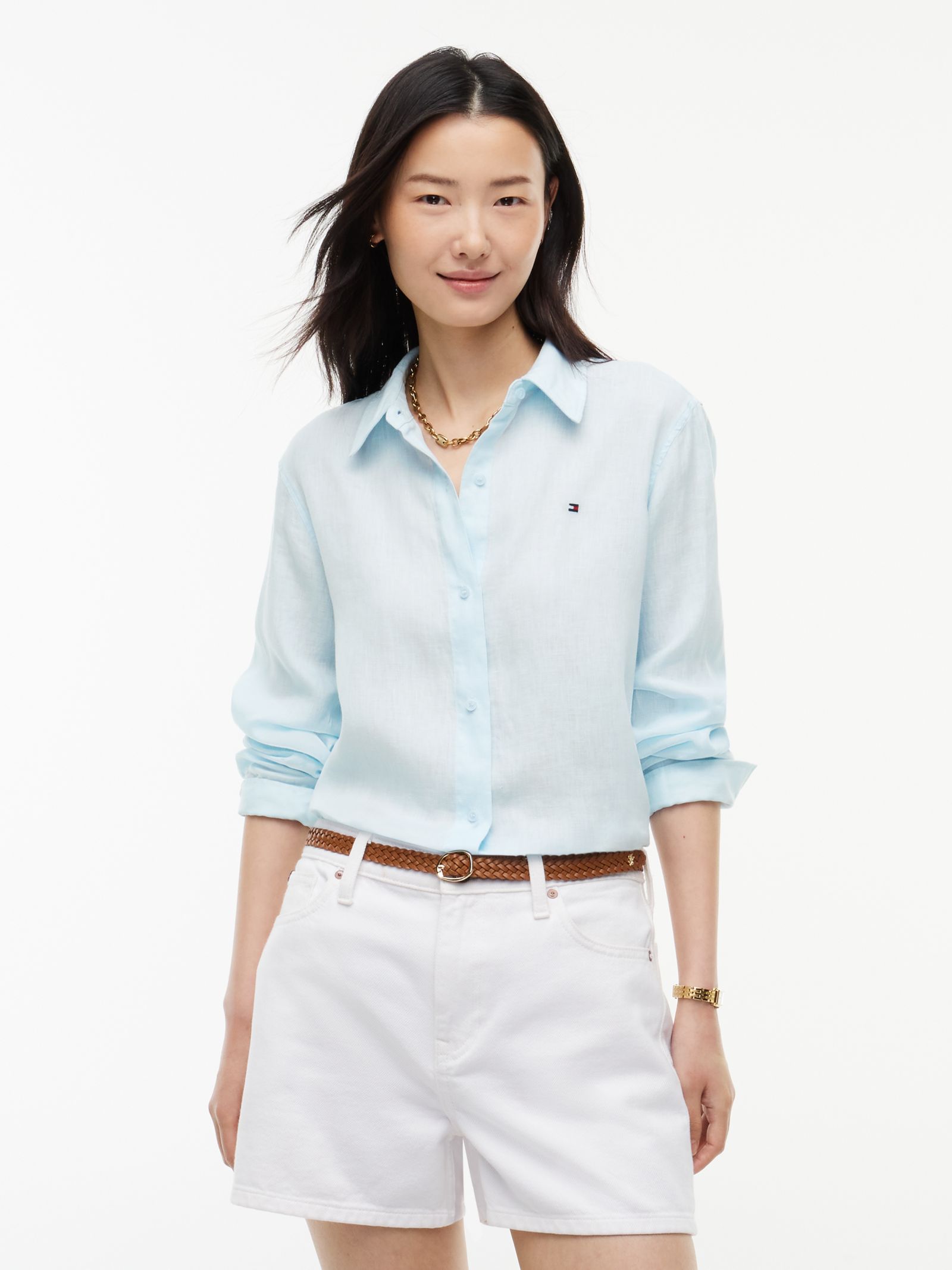 Tommy Hilfiger Relaxed fit overhemd van puur linnen in blauw
