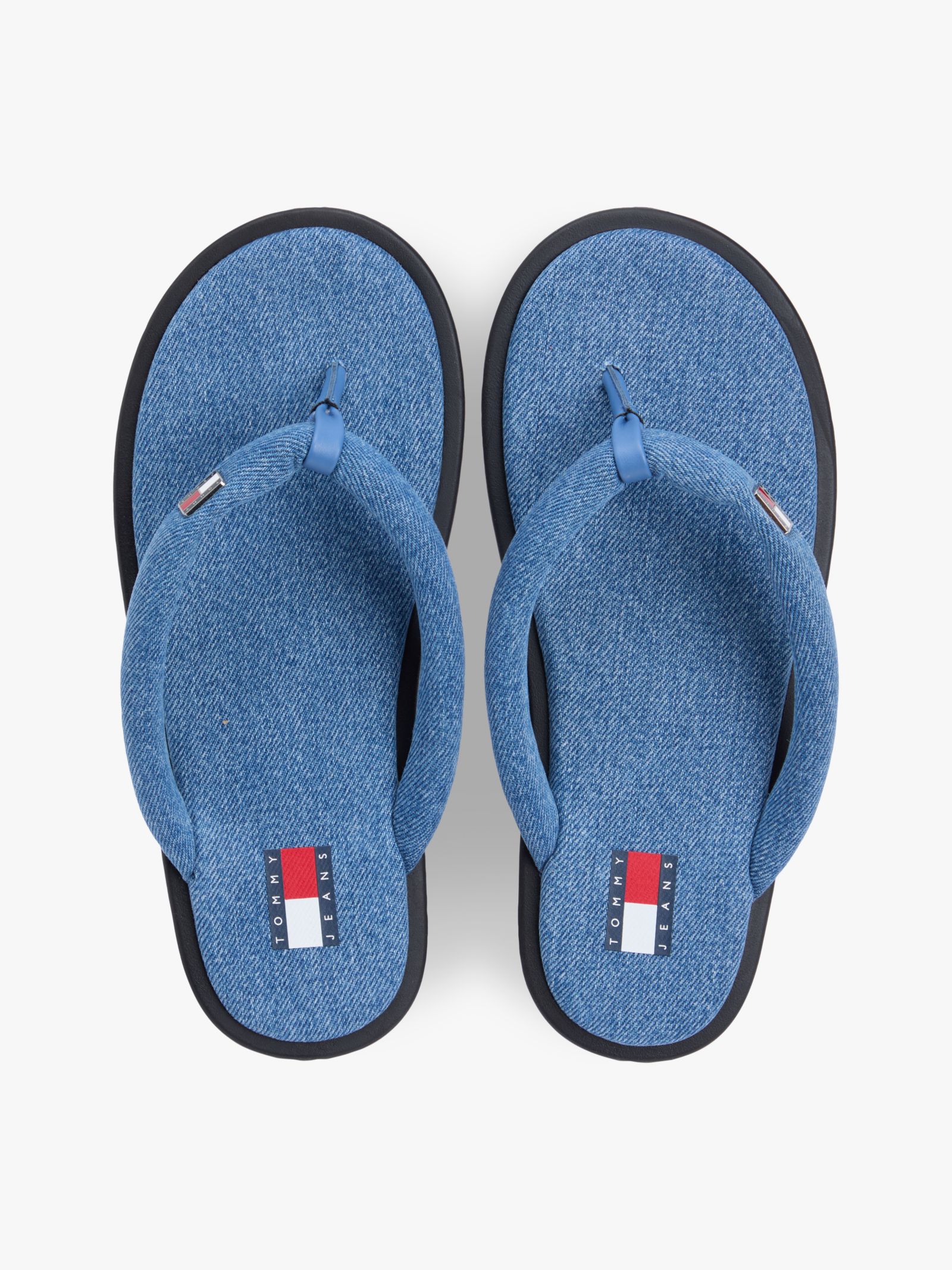 Tommy Jeans teenslipper met denim en gewatteerde bandjes