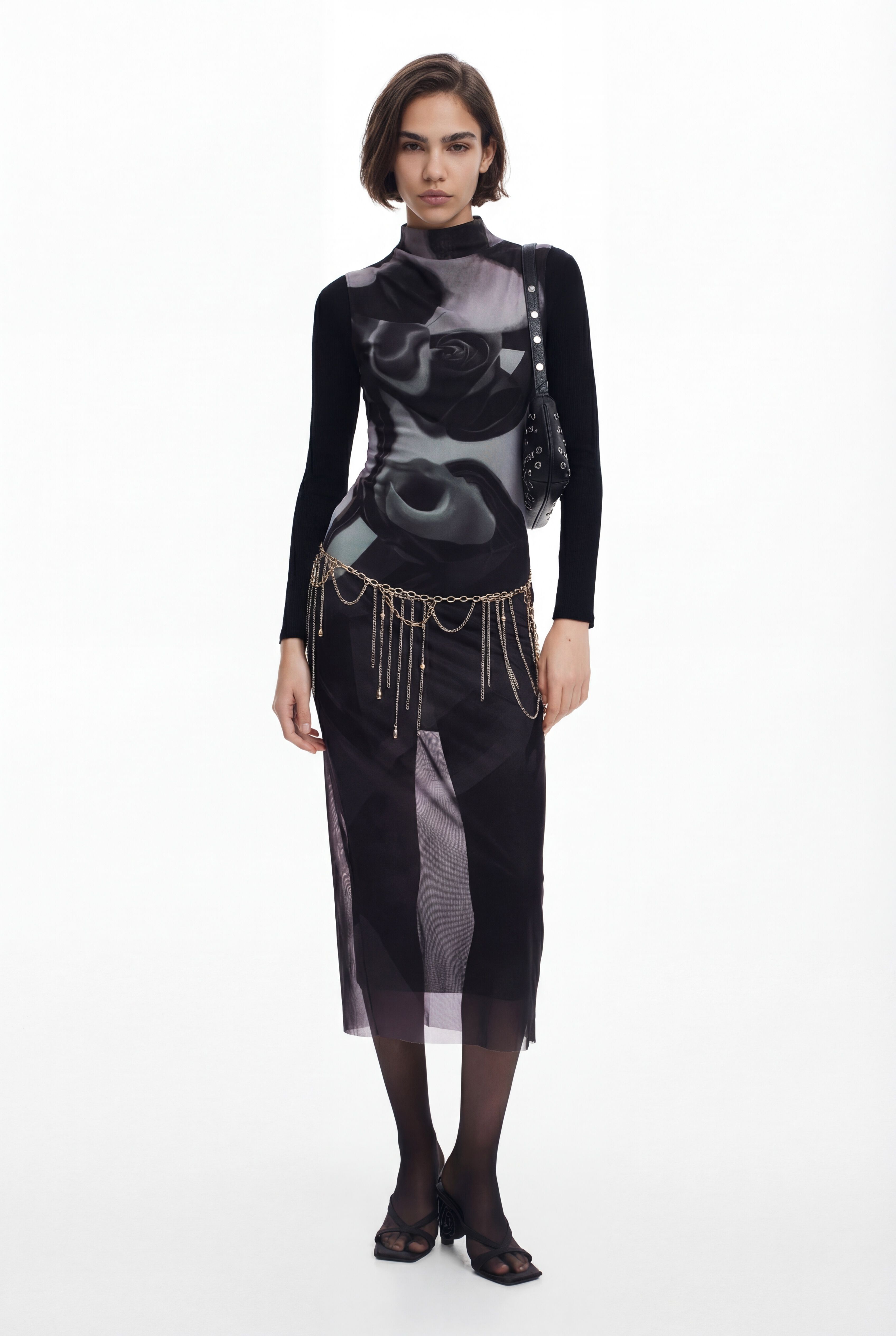 Desigual Multipositionele midi-jurk in zwart