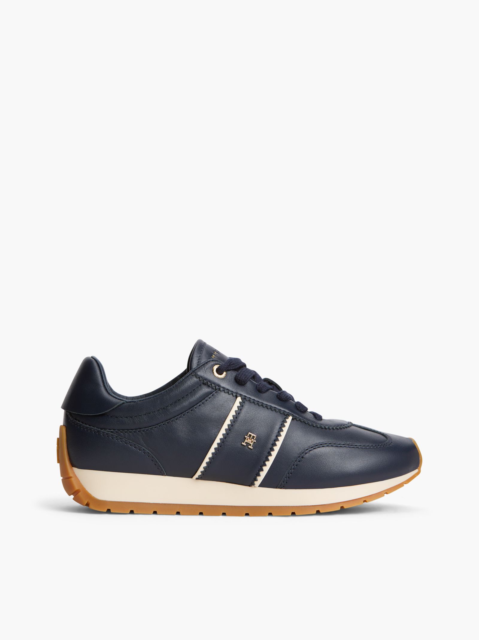 Tommy Hilfiger leren sneaker met rubberen TH Monogram in marine