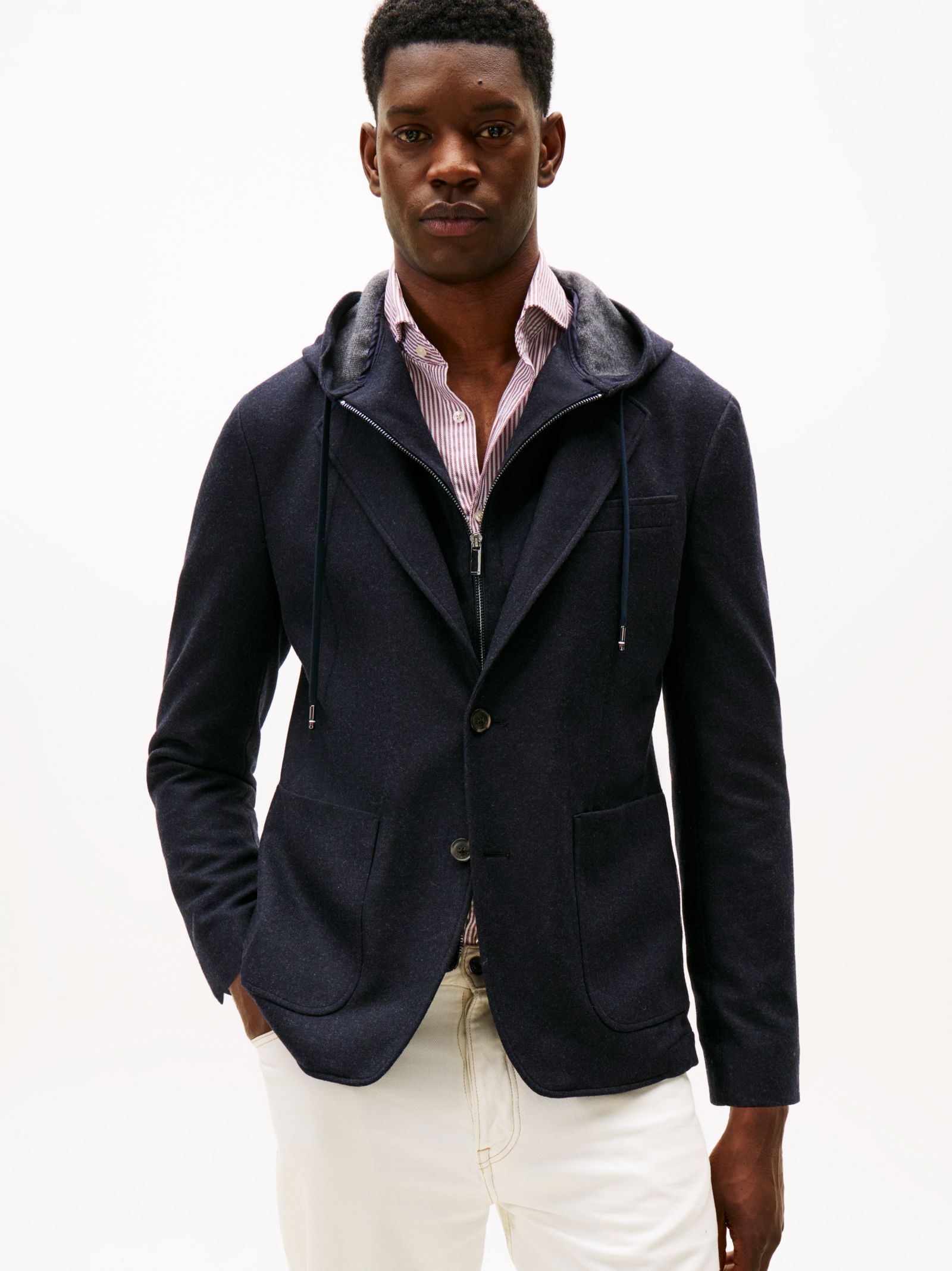 Tommy Hilfiger Smart Casual Blazer van wolmix met capuchon