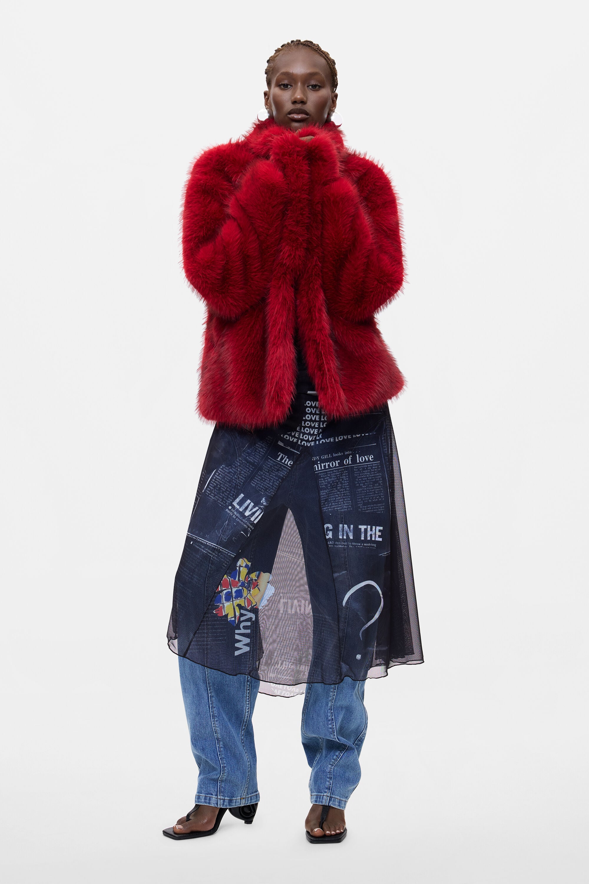 Desigual Korte mantel van bont