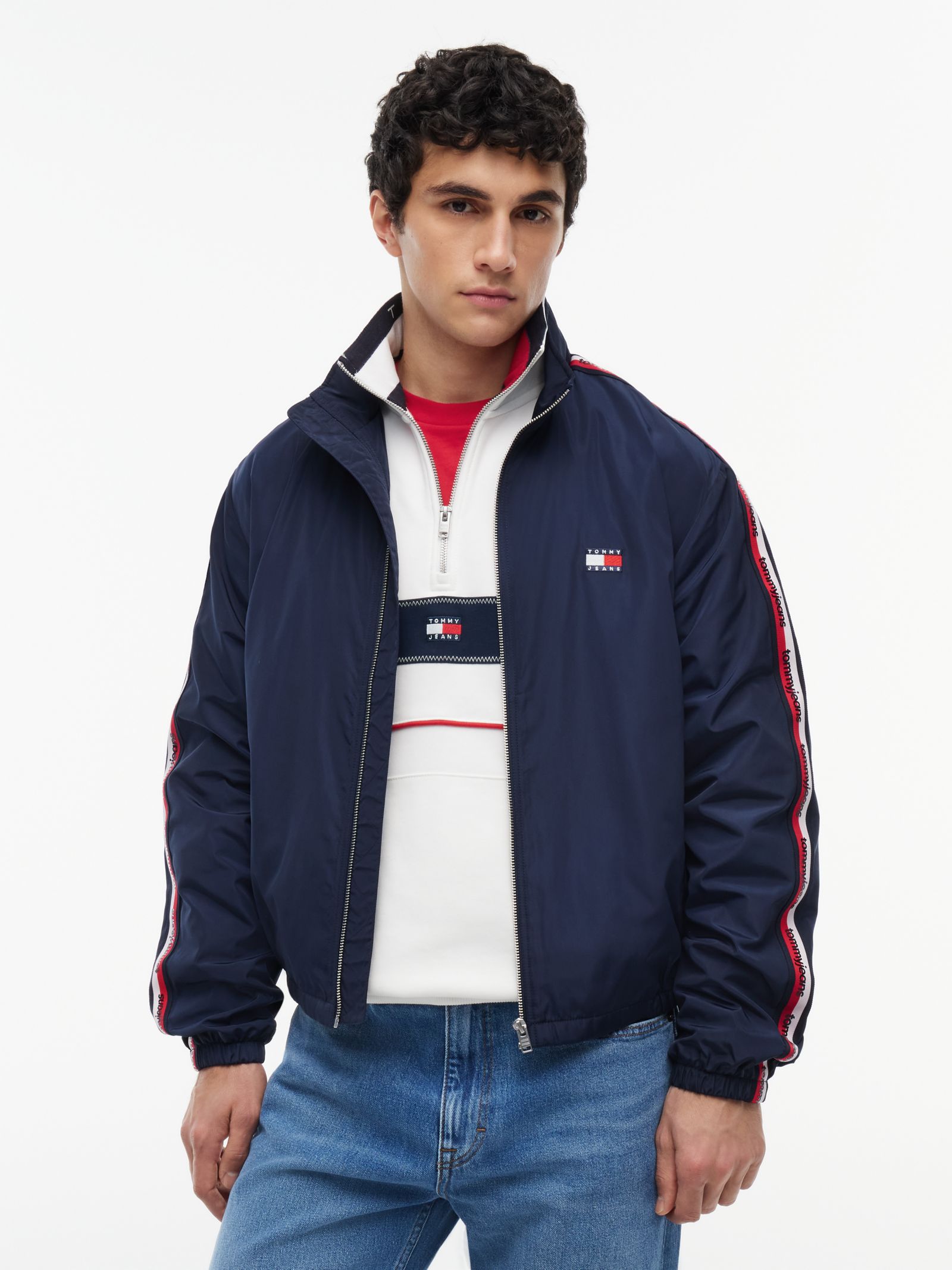 Tommy Jeans Jack met rits en Signature Tape in marine