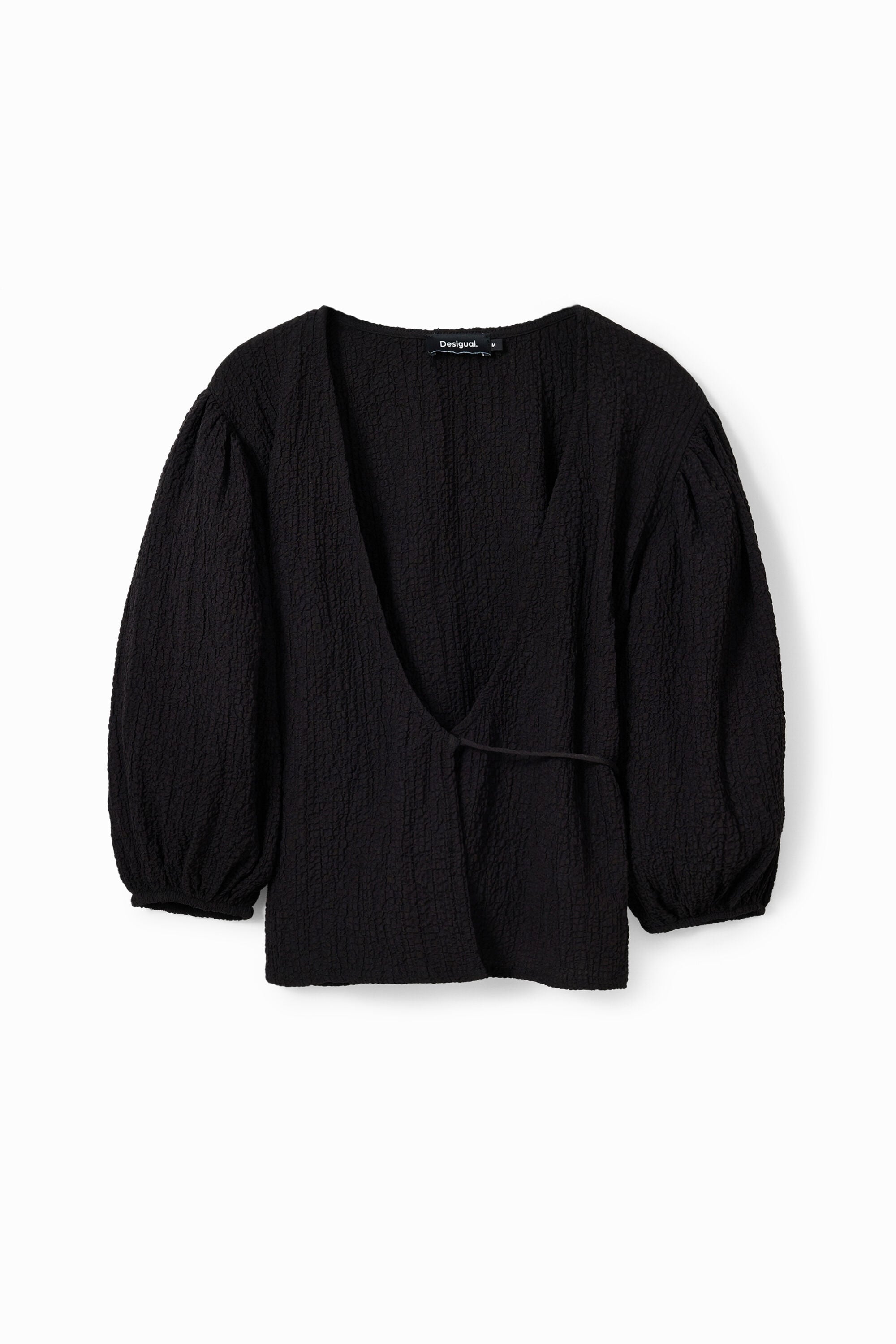Desigual Omslagblouse met structuur in zwart