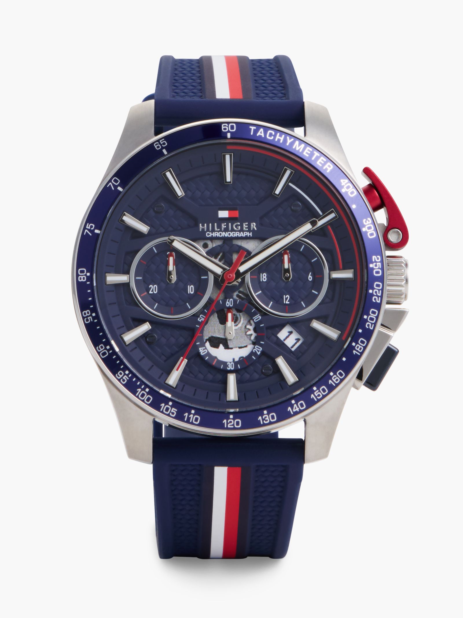 Tommy Hilfiger Chronograafhorloge met siliconen band en Signature streep