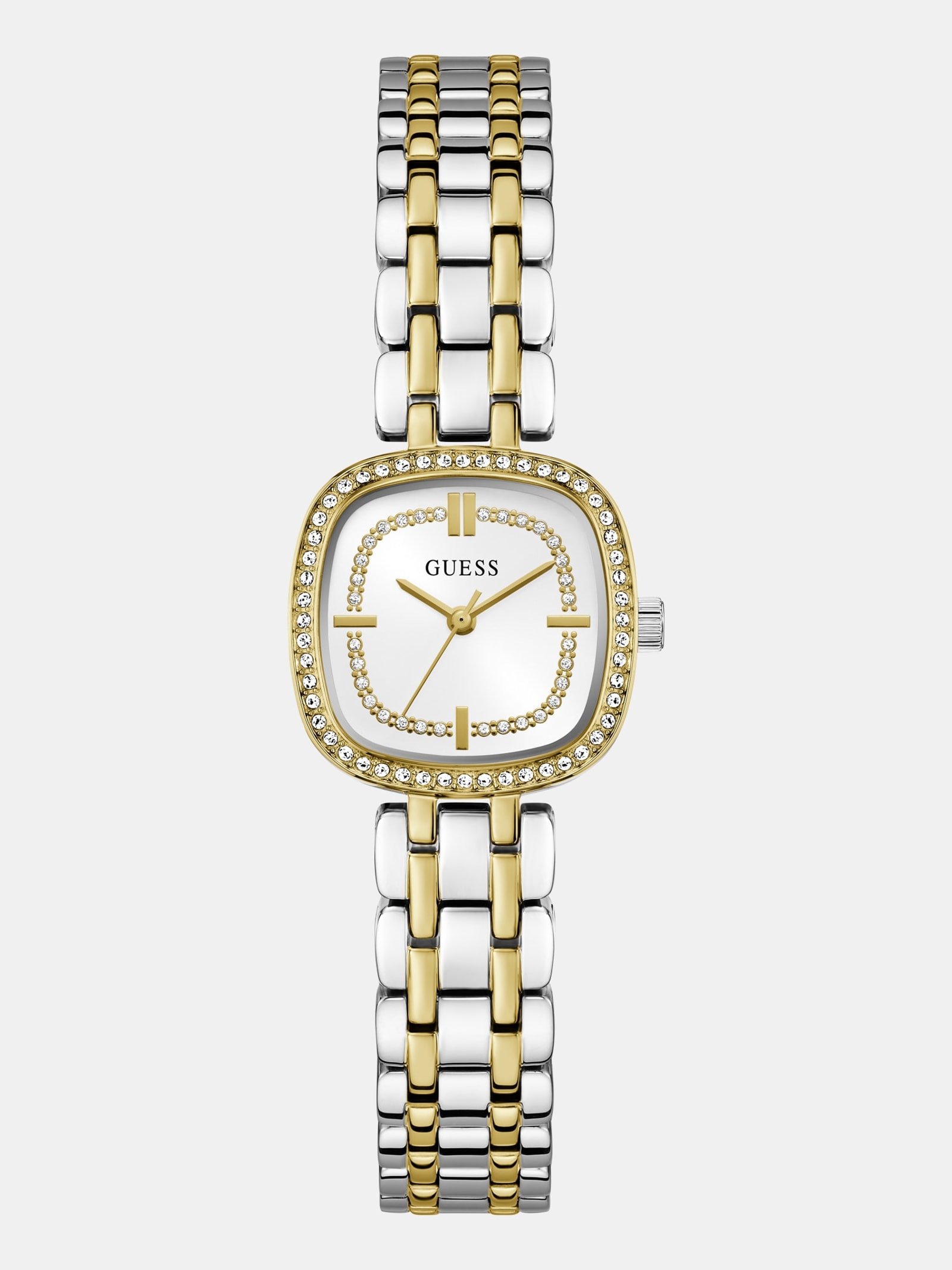 Guess Analoge Horloge Van Gerecycled Staal Met Kristallen, 25 Mm in goud