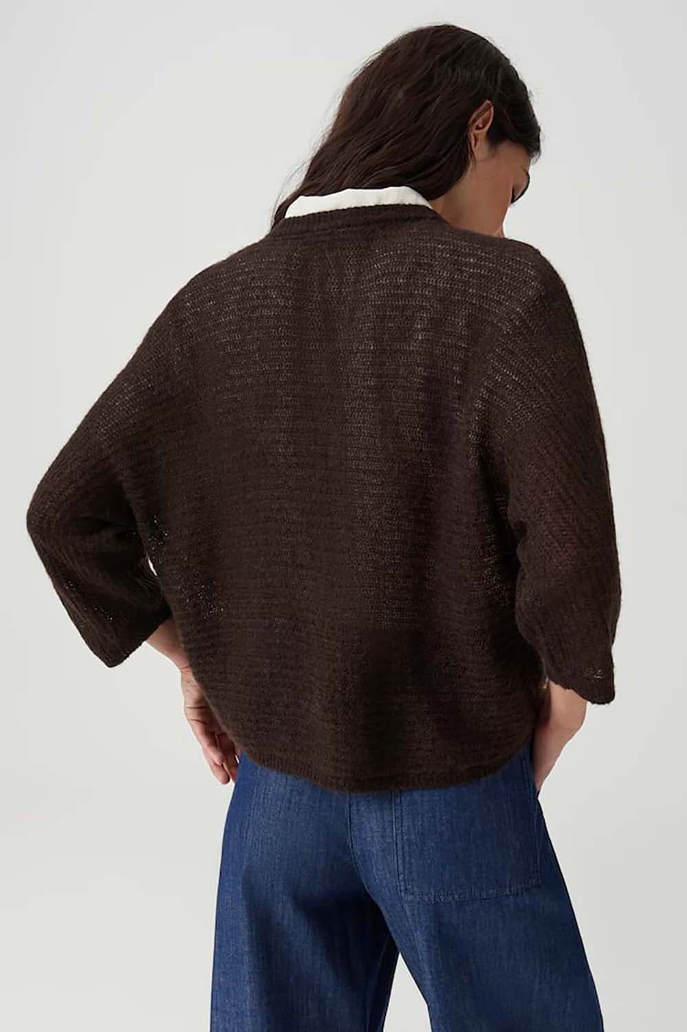 Opus Vest Daris Boxy wolmix Bruin dames
