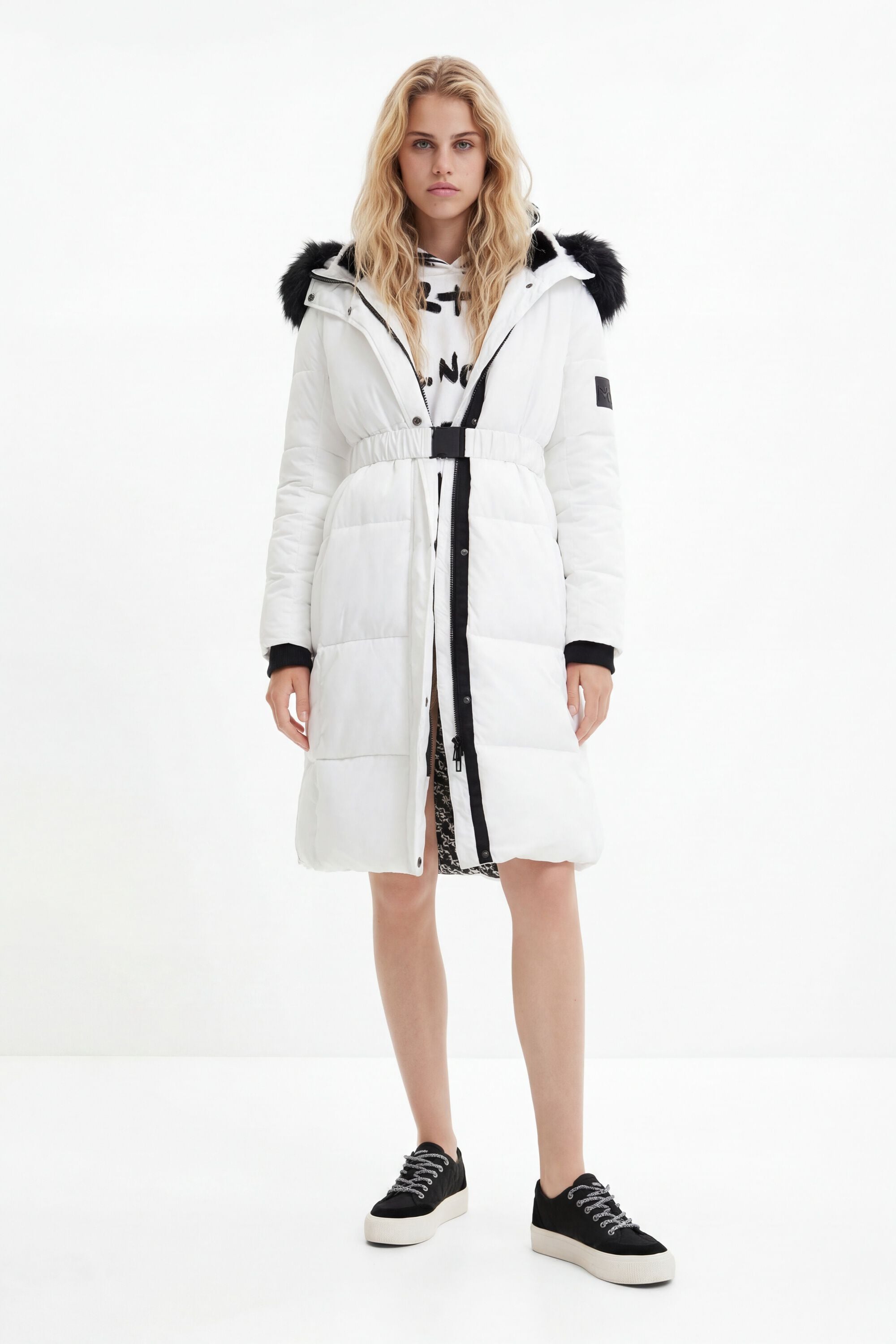 Desigual Lange padded jas met afneembare mouwen