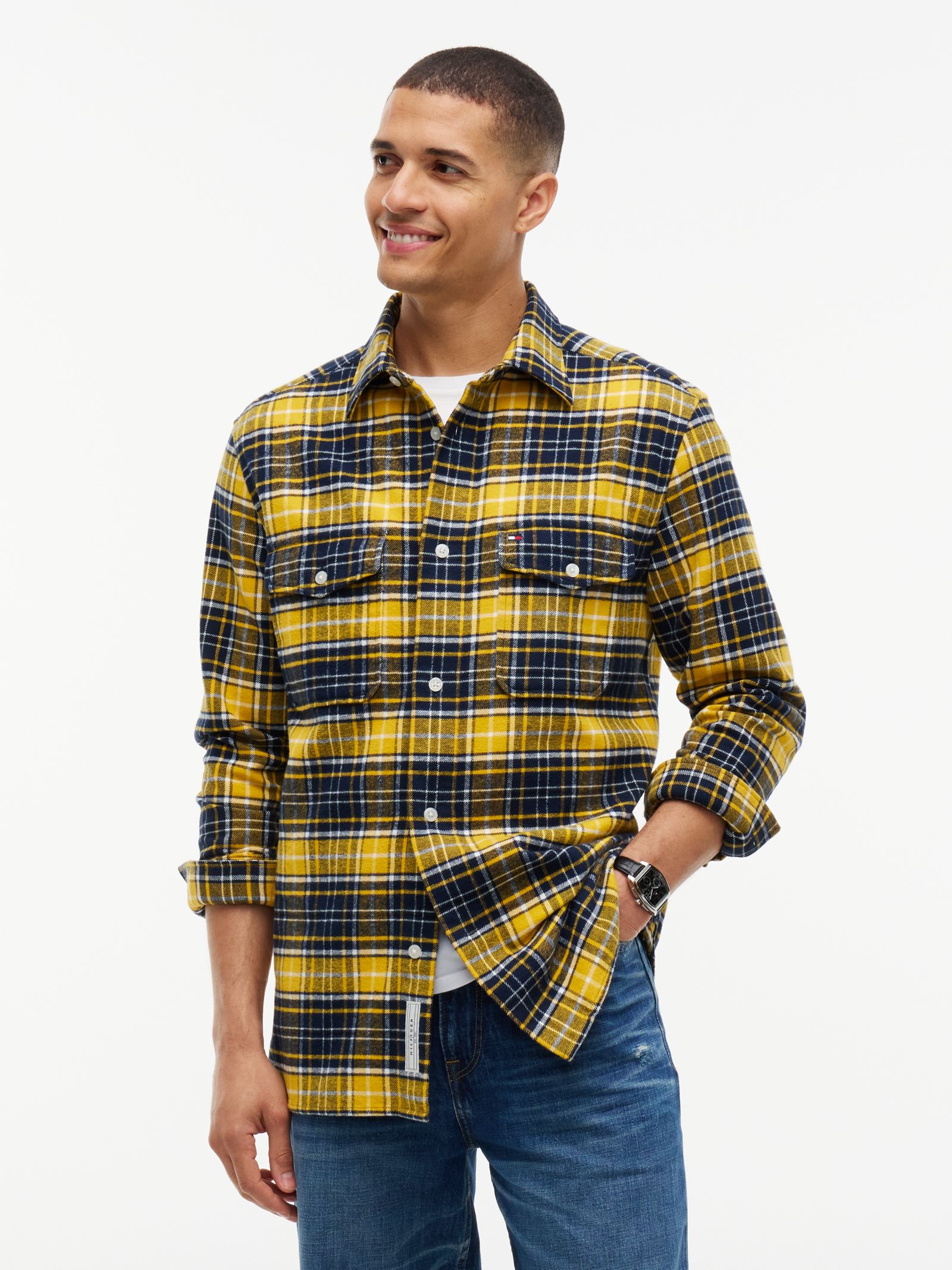 Tommy Hilfiger Relaxed fit geruit flanellen overshirt in geel