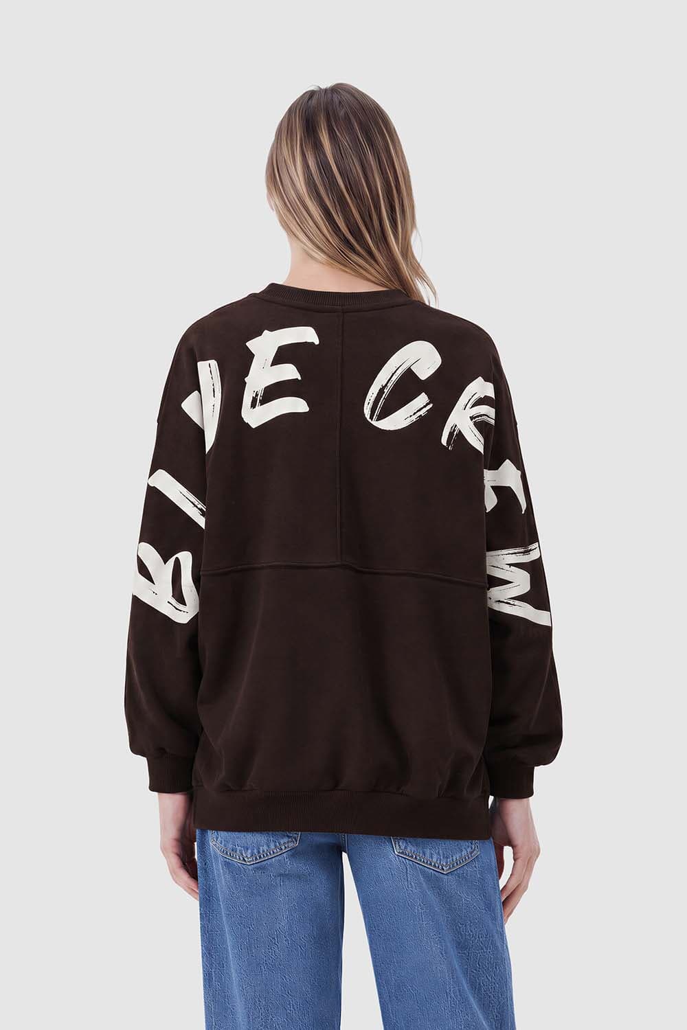 Anna Blue Sweater Crew Big Logo Bruin dames