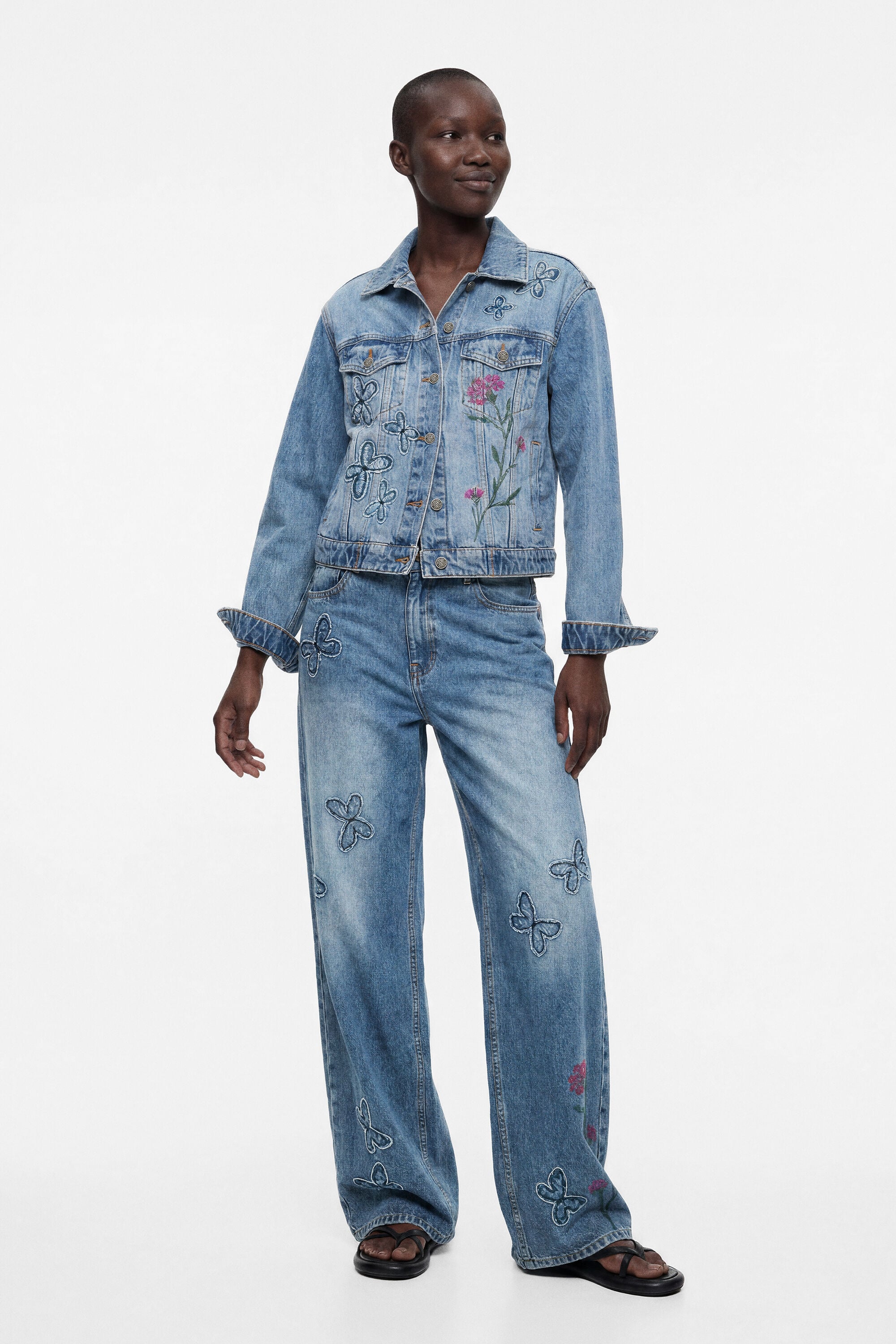 Desigual Wijde jeansbroek Mariposas