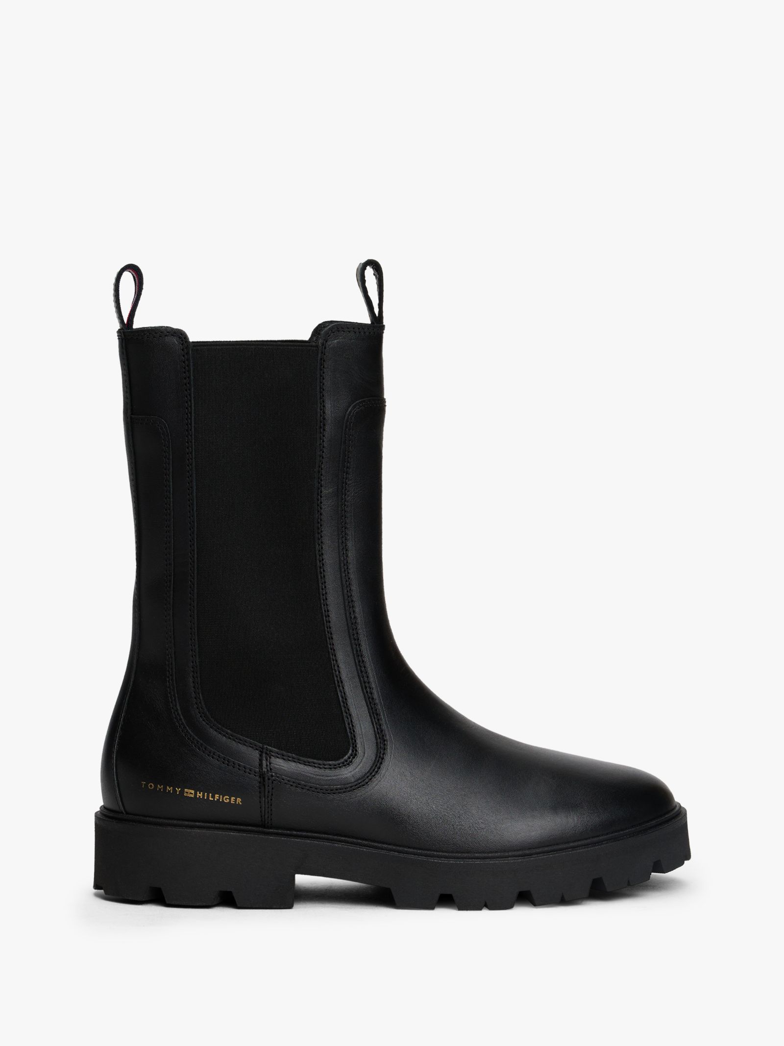 Tommy Hilfiger Halfhoge Chelsea boot van leer met profiel in zwart