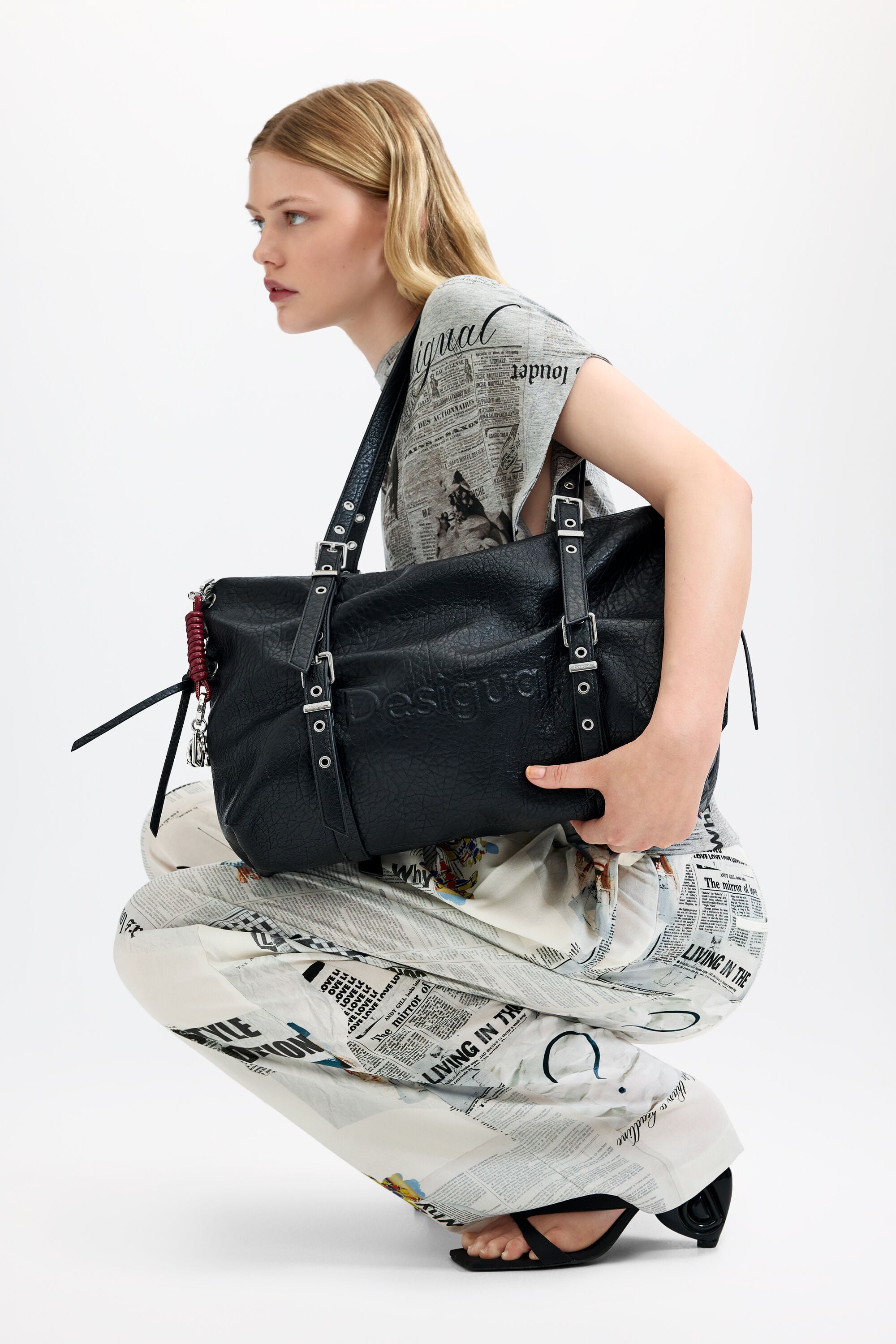 Desigual grote shopper tas in zwart