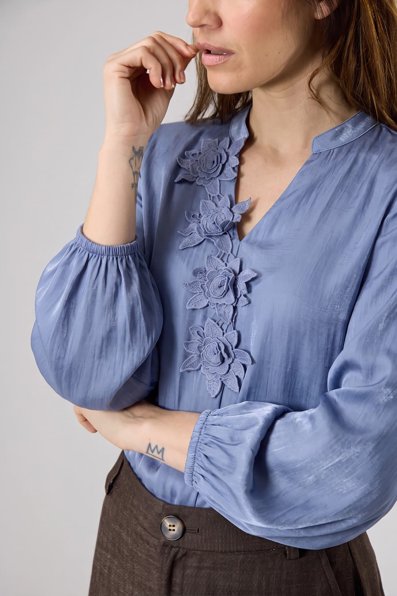 Label Dot Blouse Ally Navy dames