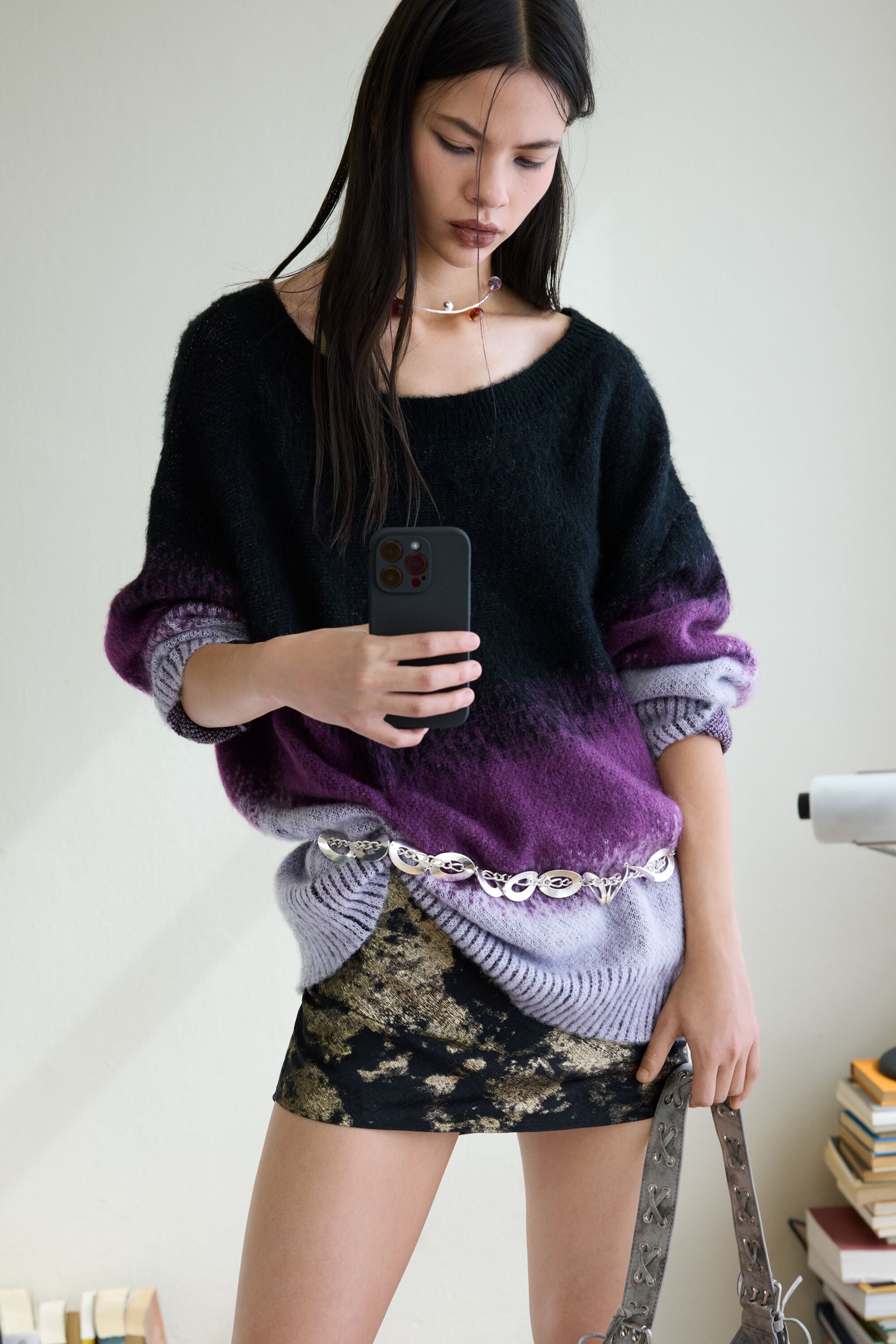 Desigual Trui met verloop breiwerk