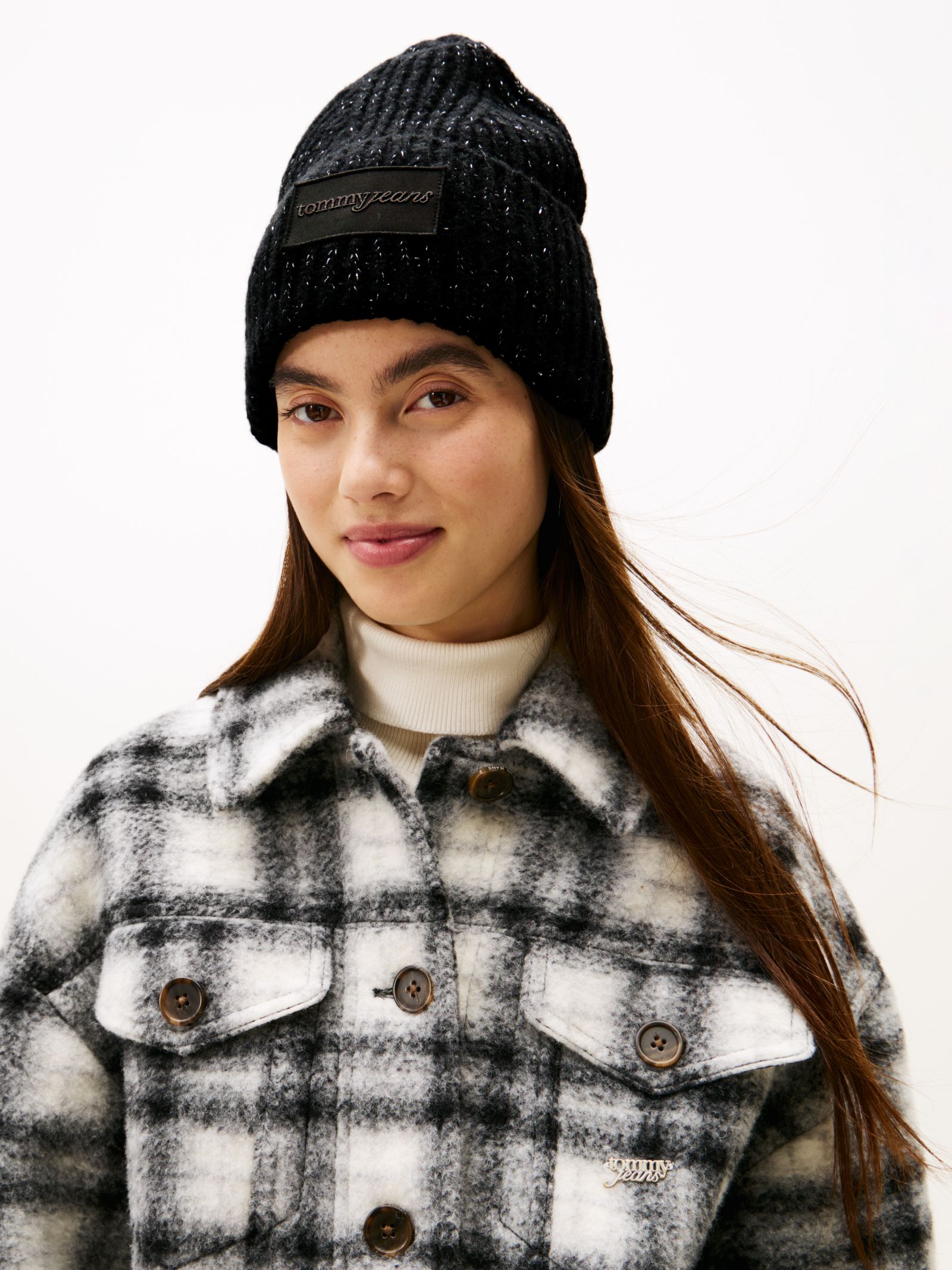 Tommy Jeans Beanie van wolmix met metallic garen