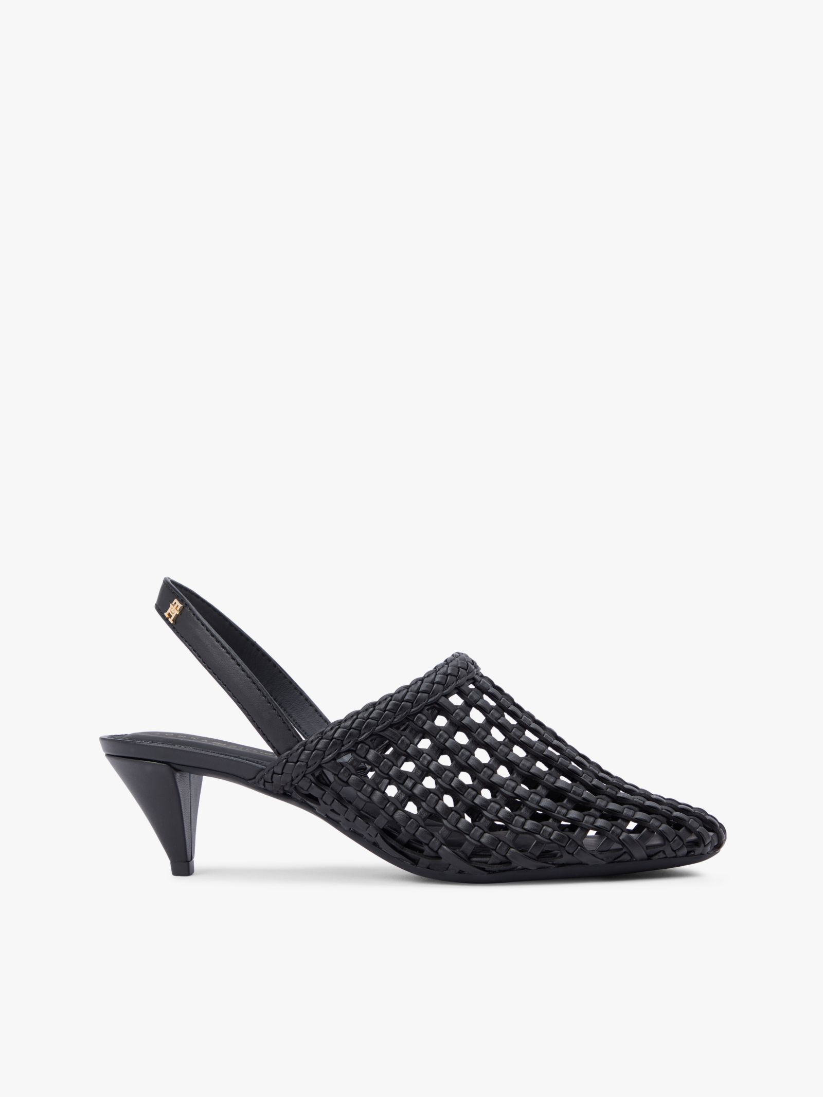 Tommy Hilfiger Geweven slingback pump met spitse neus in zwart