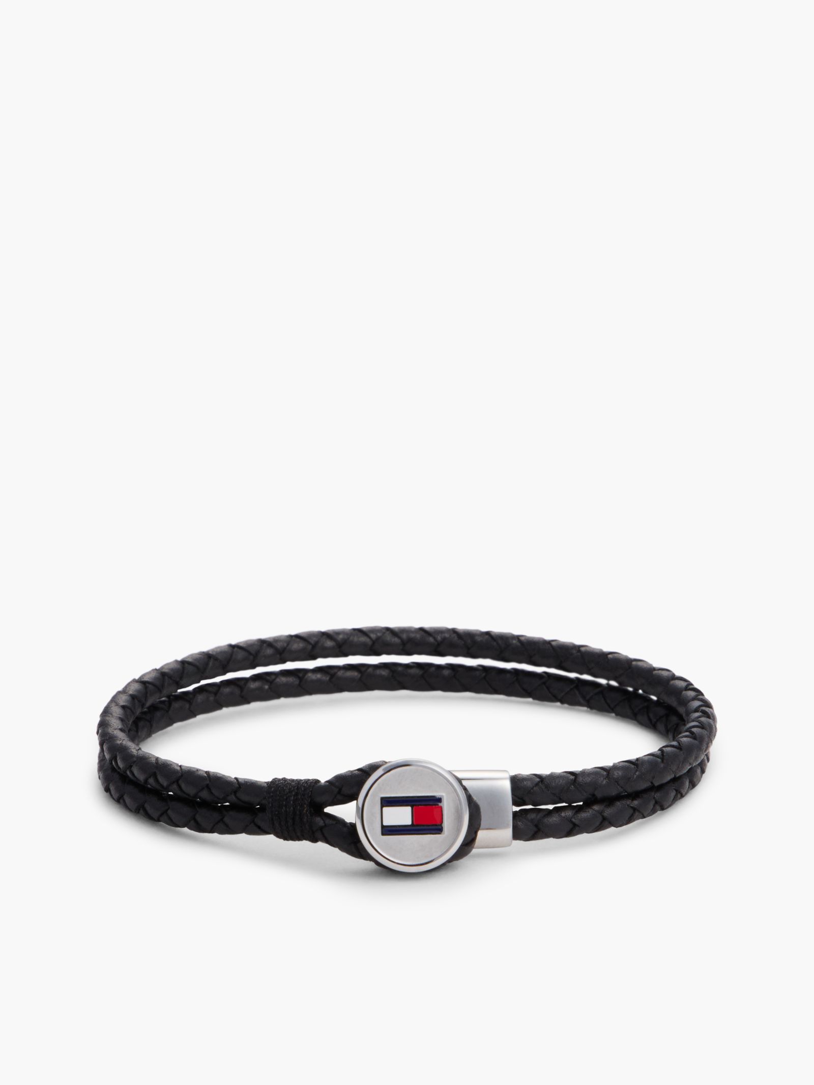Tommy Jeans gevlochten zwartleren armband