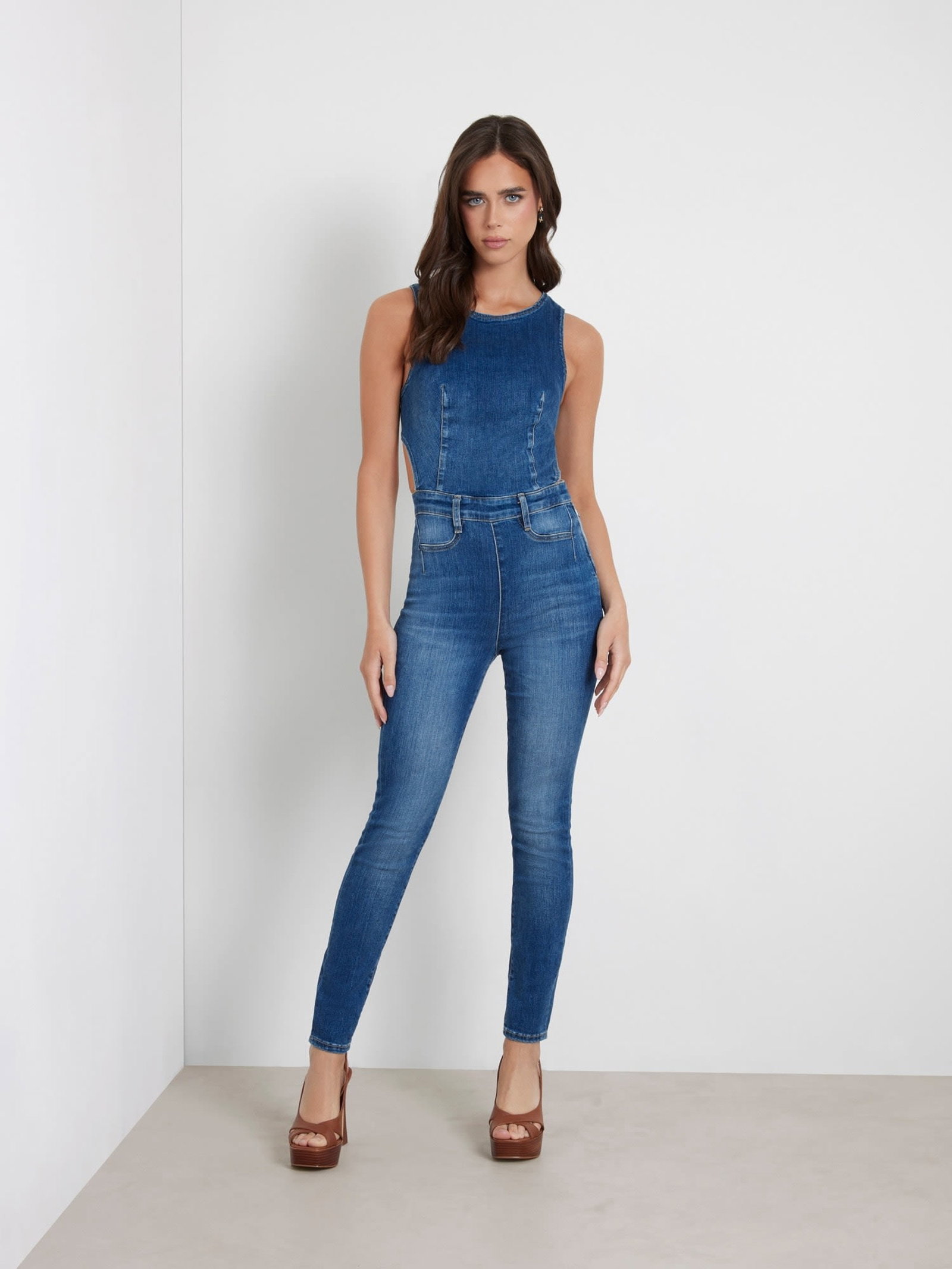 Guess Skinny Denim Jumpsuit in blauw