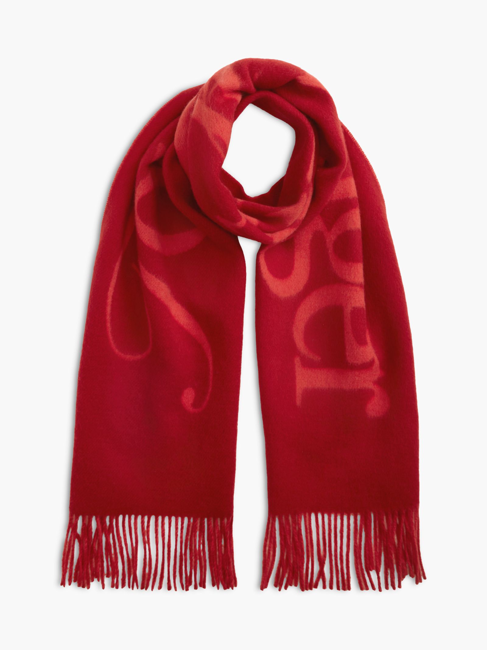Tommy Hilfiger Geweven sjaal van zuivere wol met logo in rood