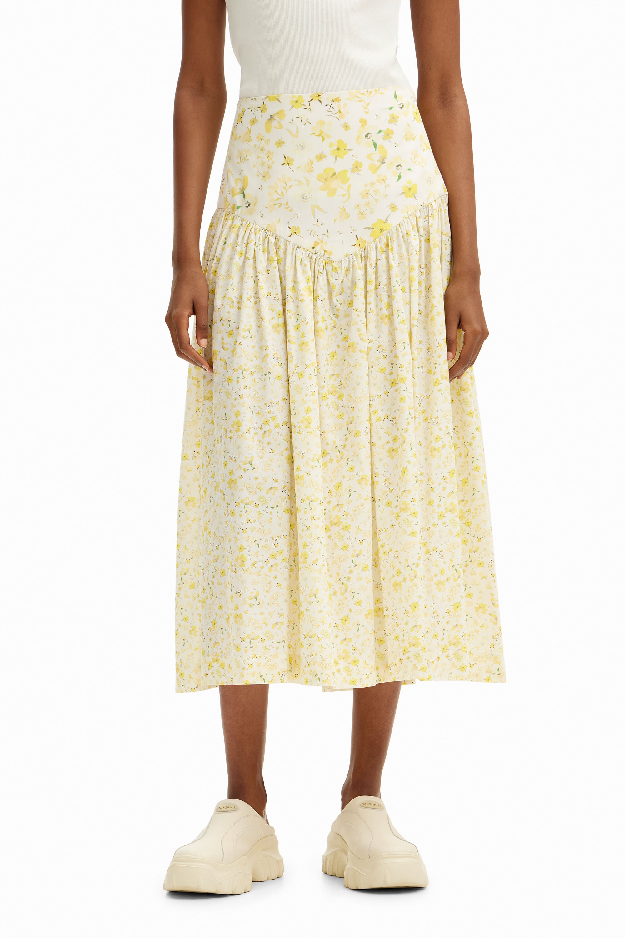 Desigual Gerimpelde midi-rok bloemen