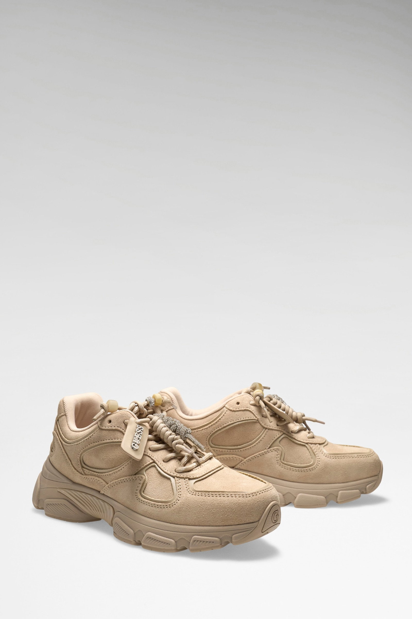 Guess Irrina Sneakers Van Echt Leer in beige