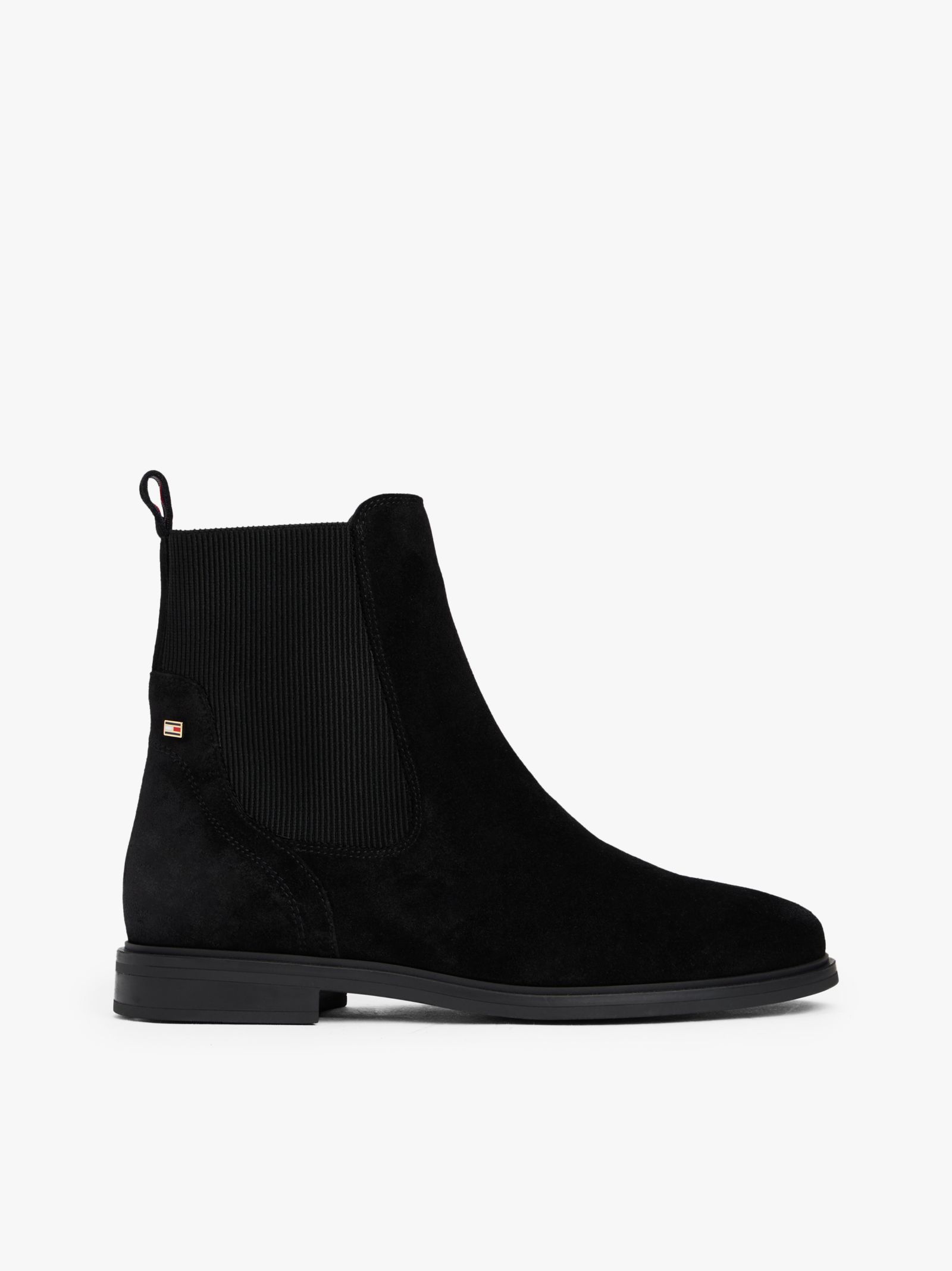 Tommy Hilfiger suède Chelsea boot met geëmailleerde vlag in zwart