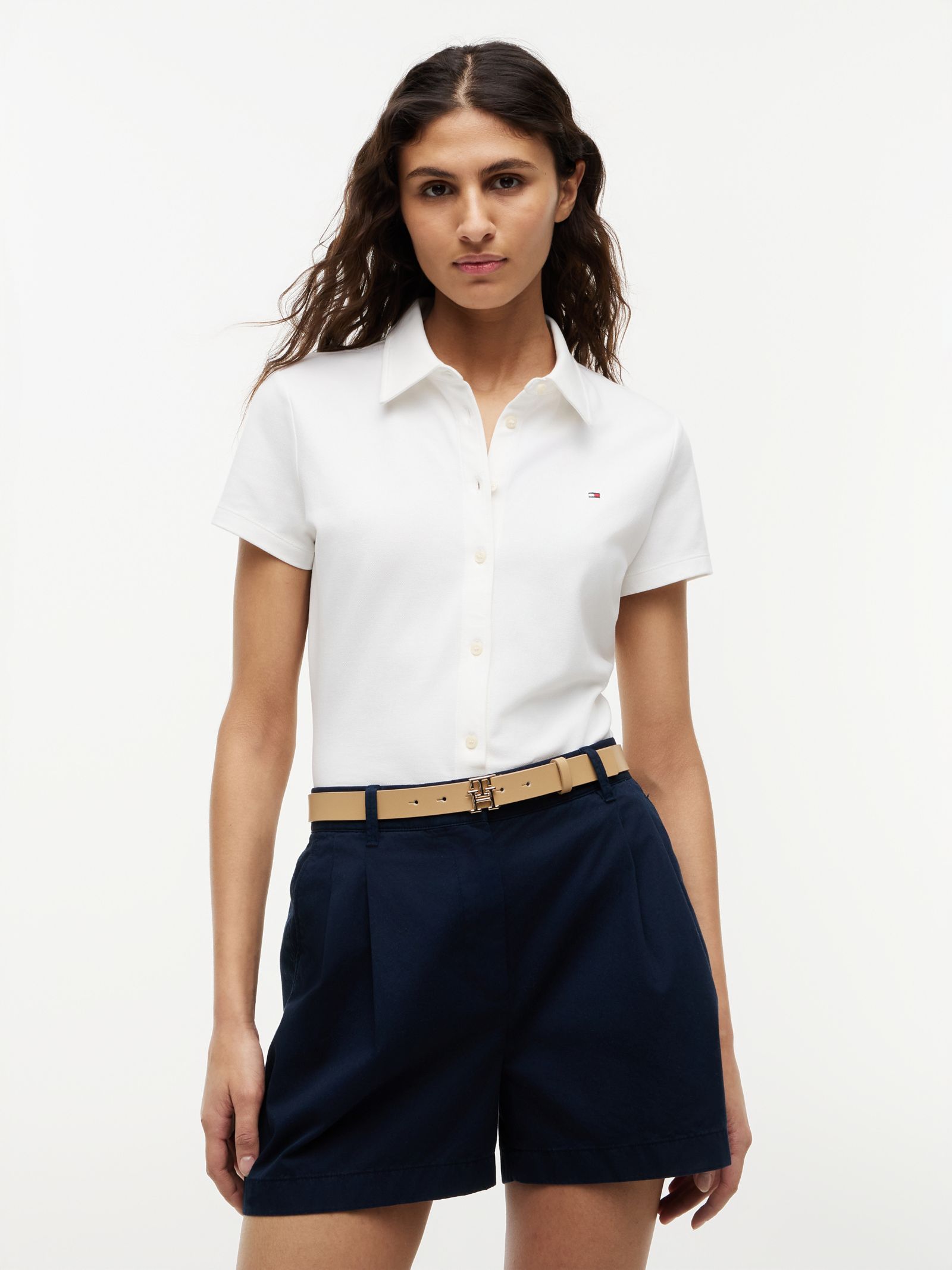 Tommy Hilfiger 1985 slim fit overhemd met korte mouwen in wit