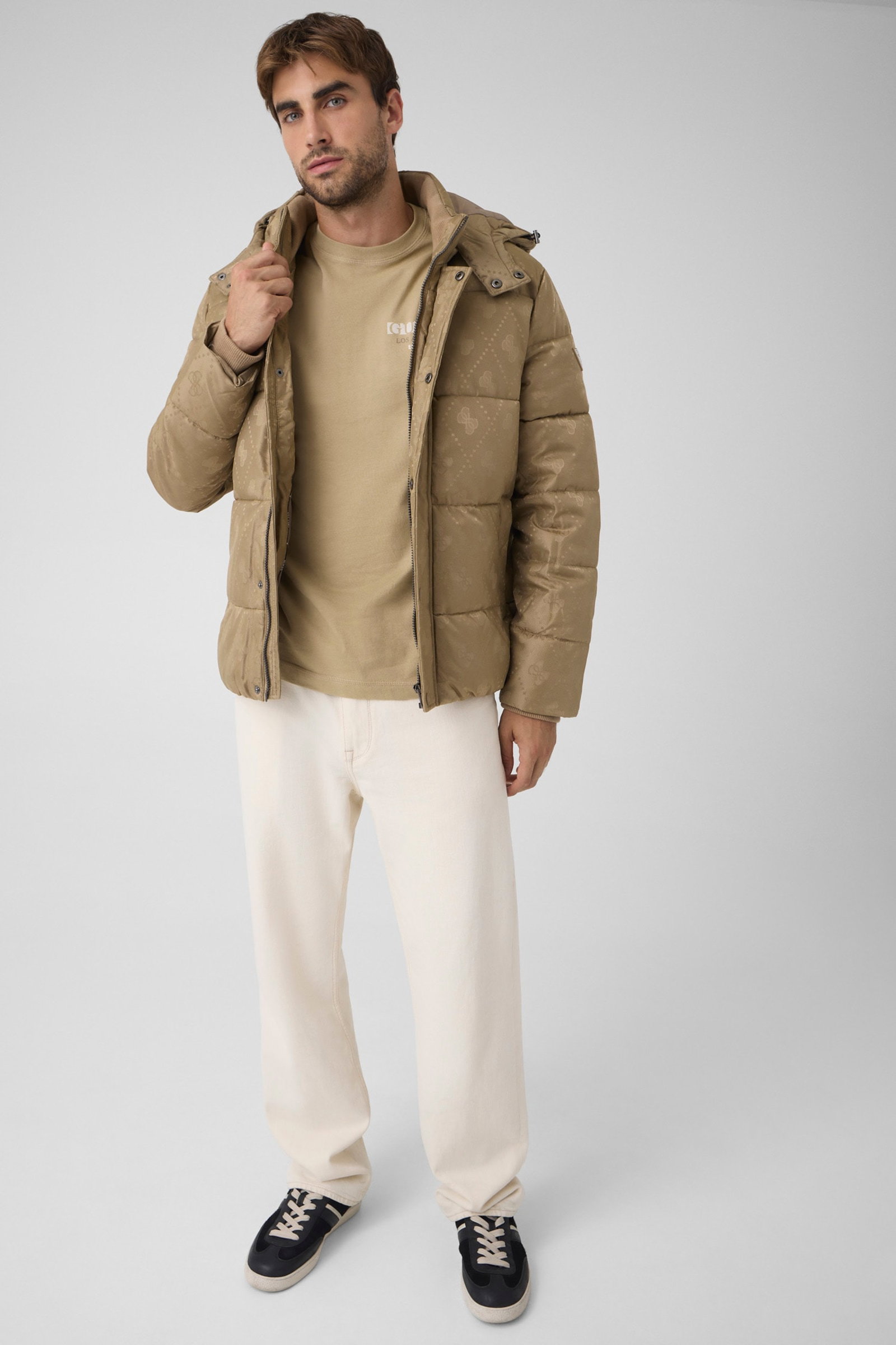 Guess Pufferjas Met Monogram in beige