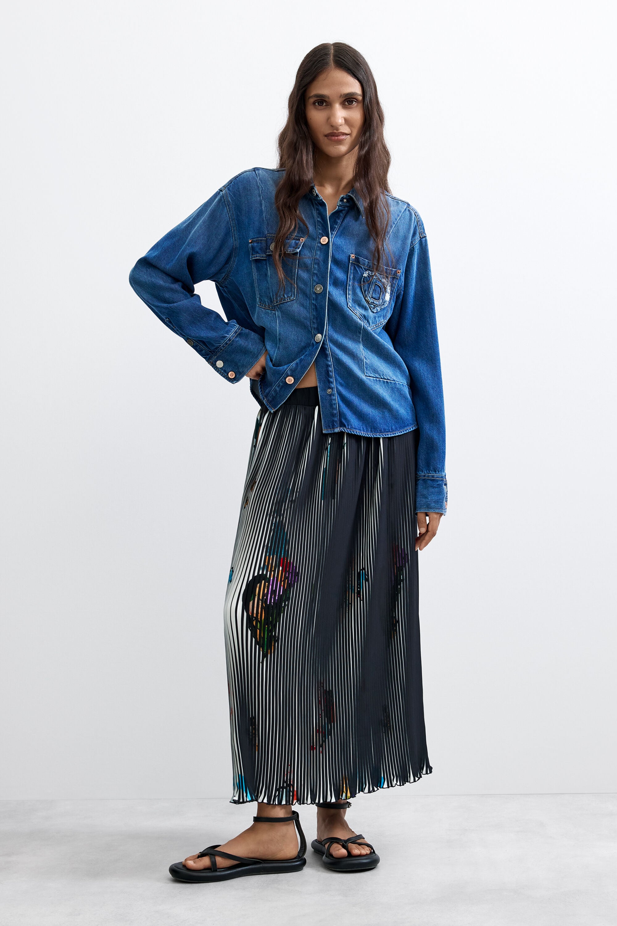 Desigual midirok met arty textuur