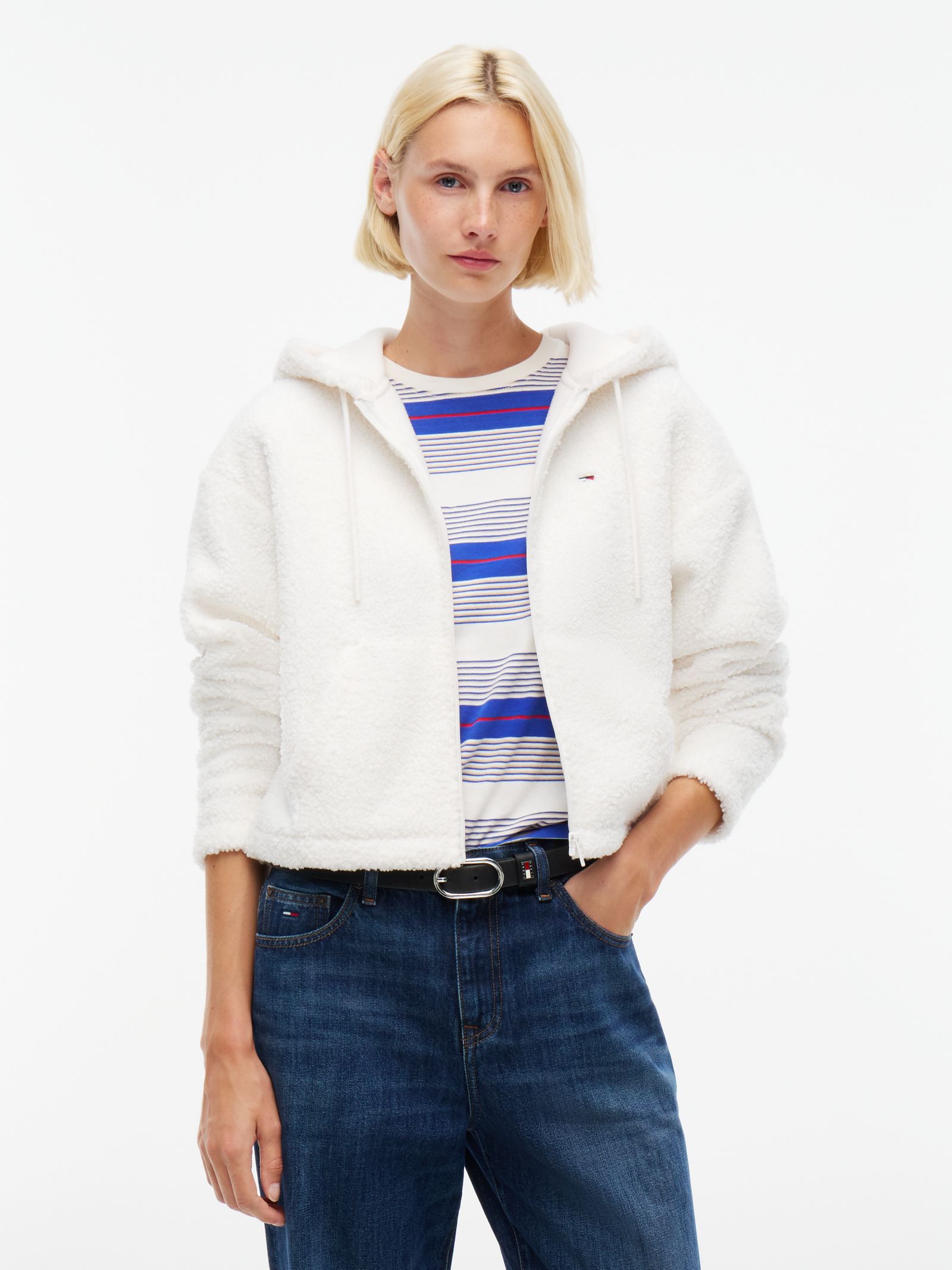 Tommy Jeans Teddy Fleece Hoodie met Ritssluiting
