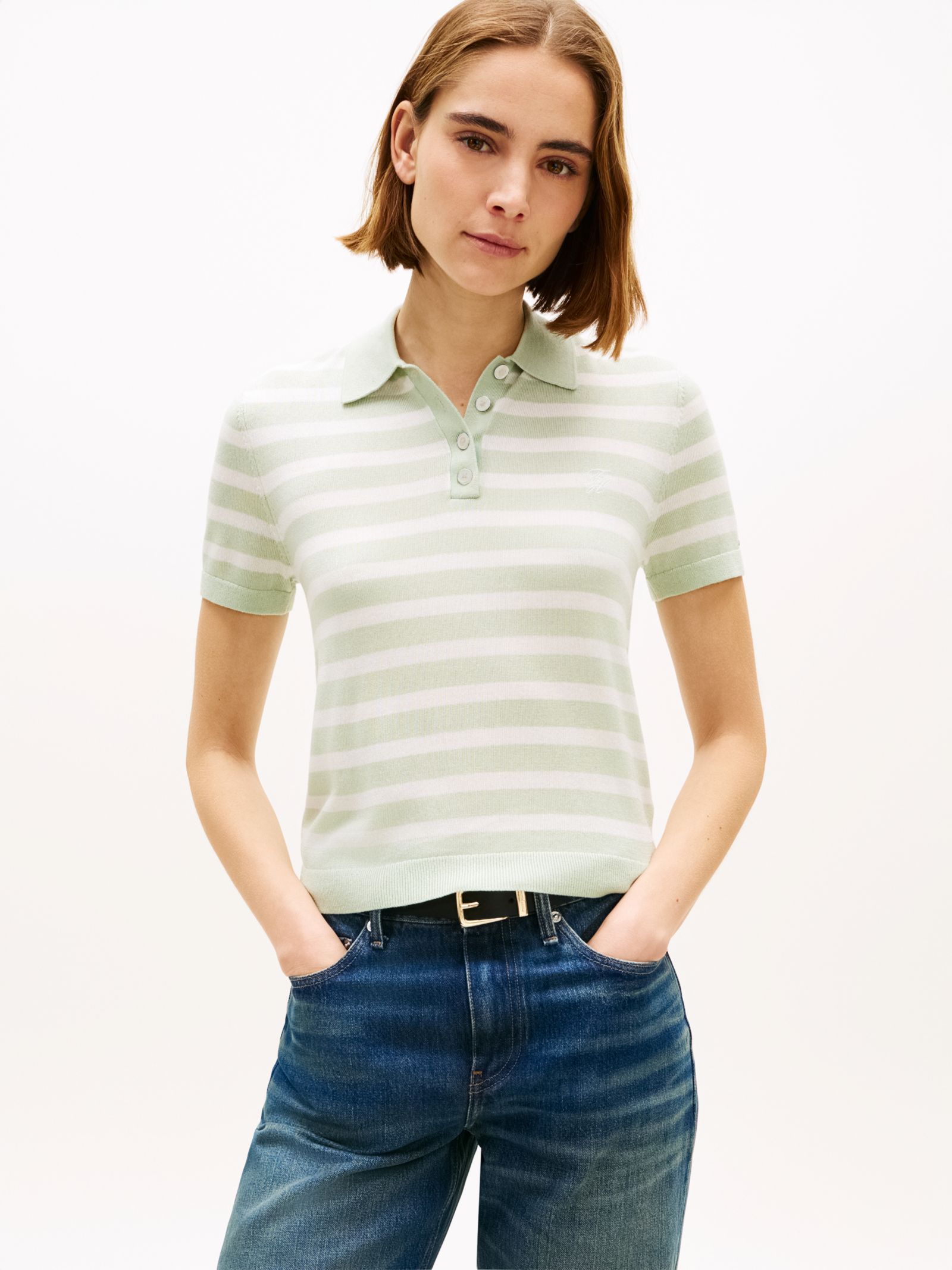 Tommy Hilfiger Polotrui met korte mouwen en zijde in groen