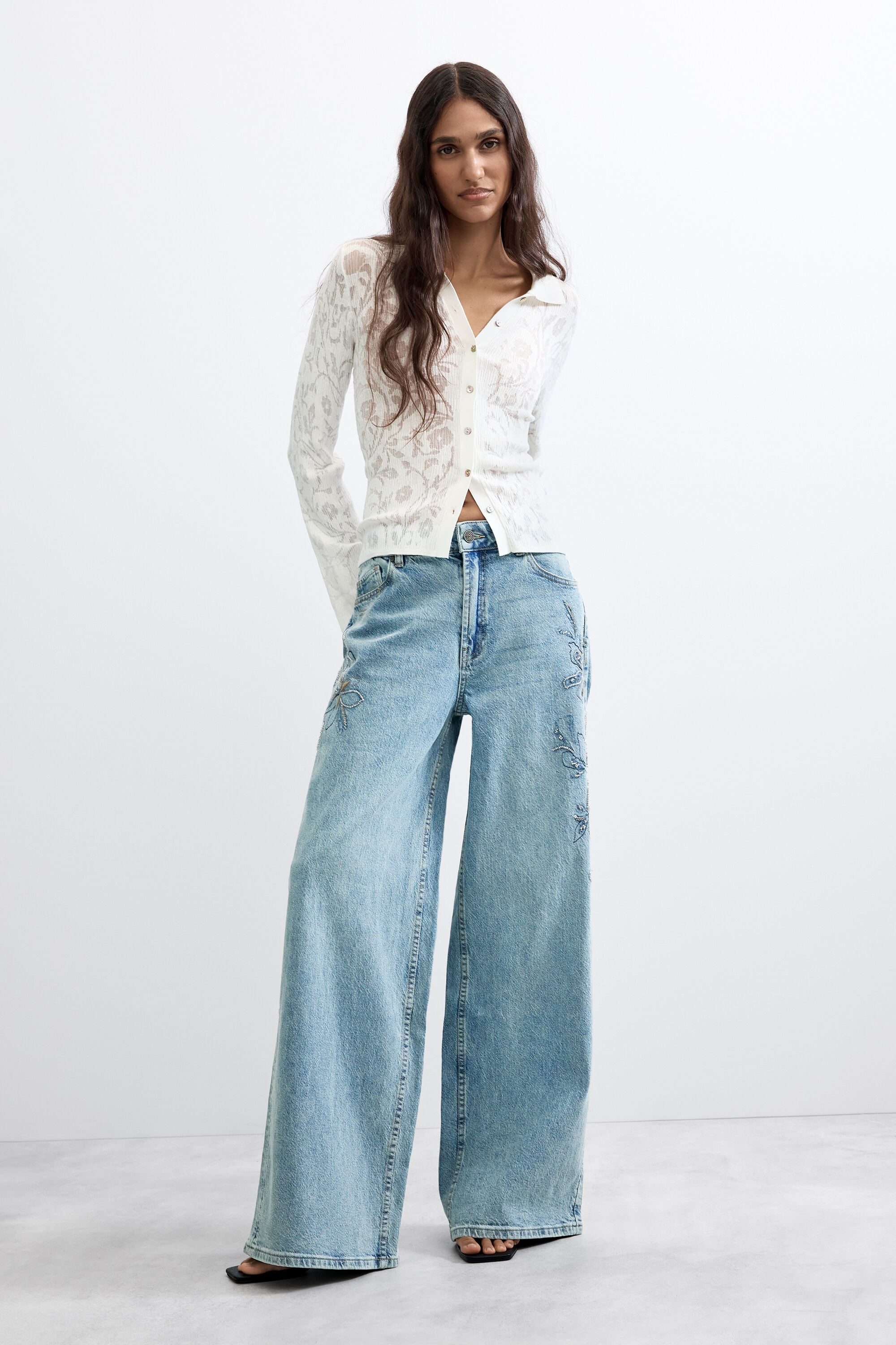 Desigual Wide leg spijkerbroek in blauw