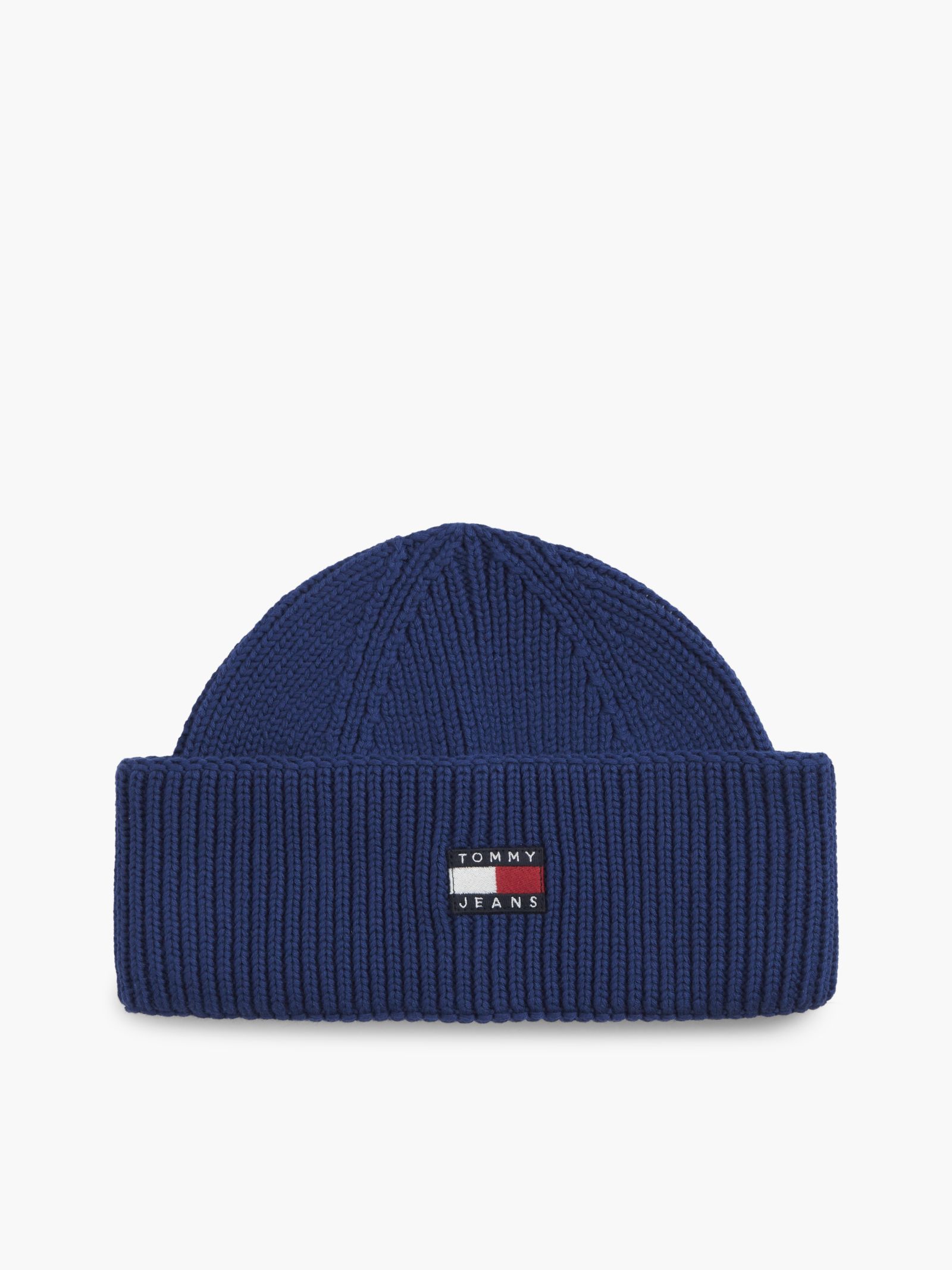 Tommy Jeans Korte beanie met logo in marine